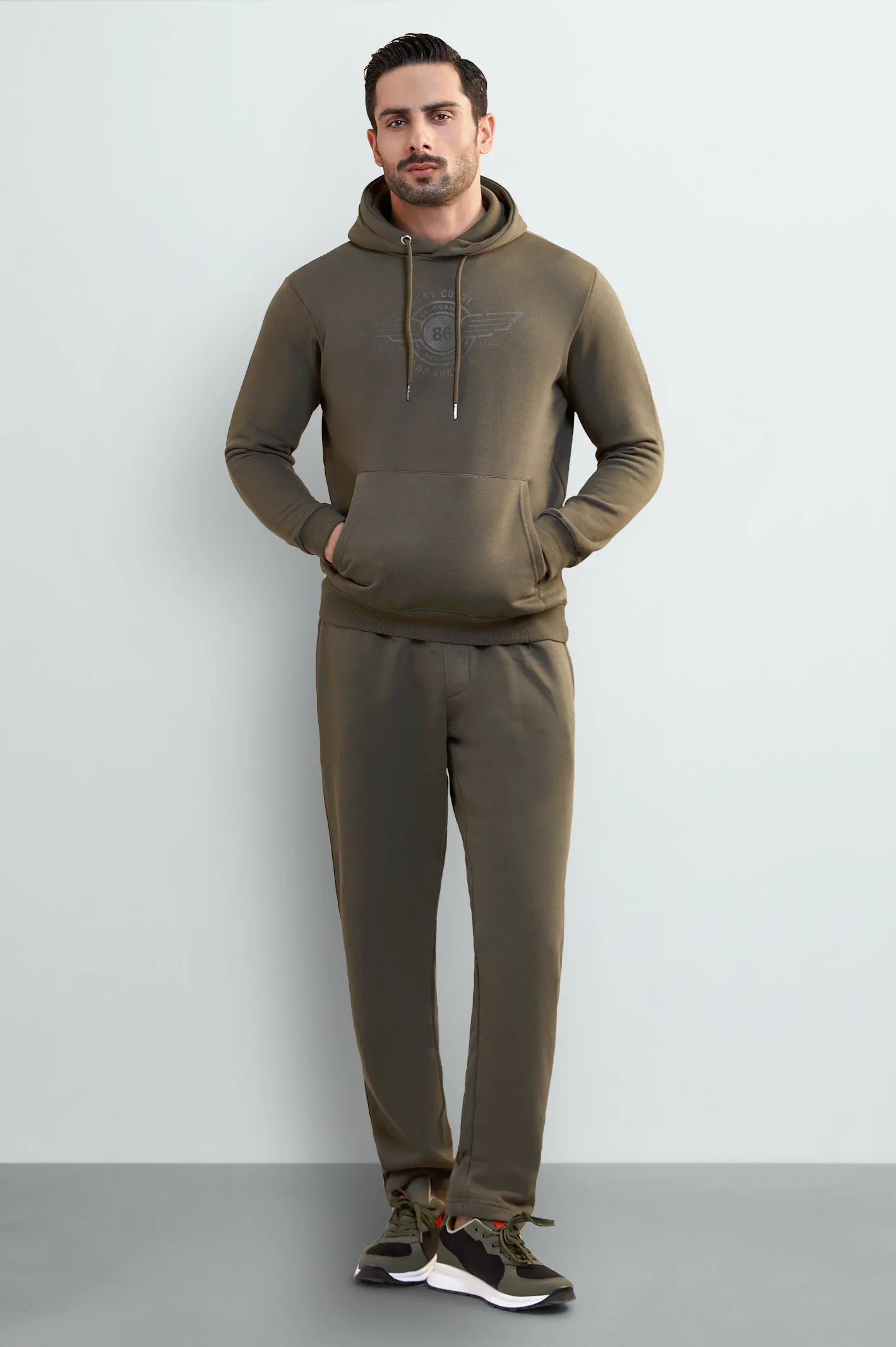 Men's Olive Green Monogram Stamp Hoodie - Image 3