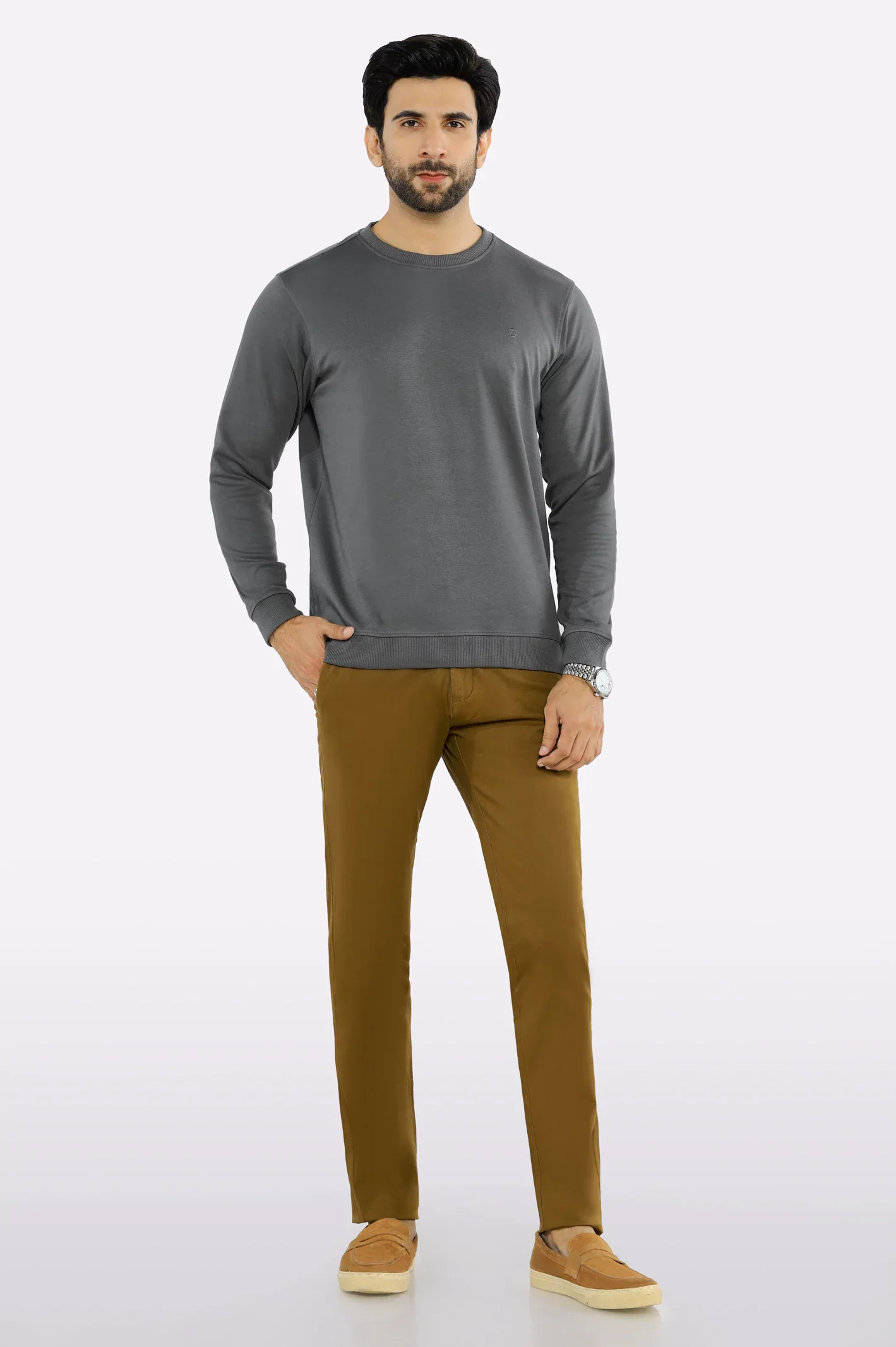 Crew Neck Plain Sweatshirt - Image 2
