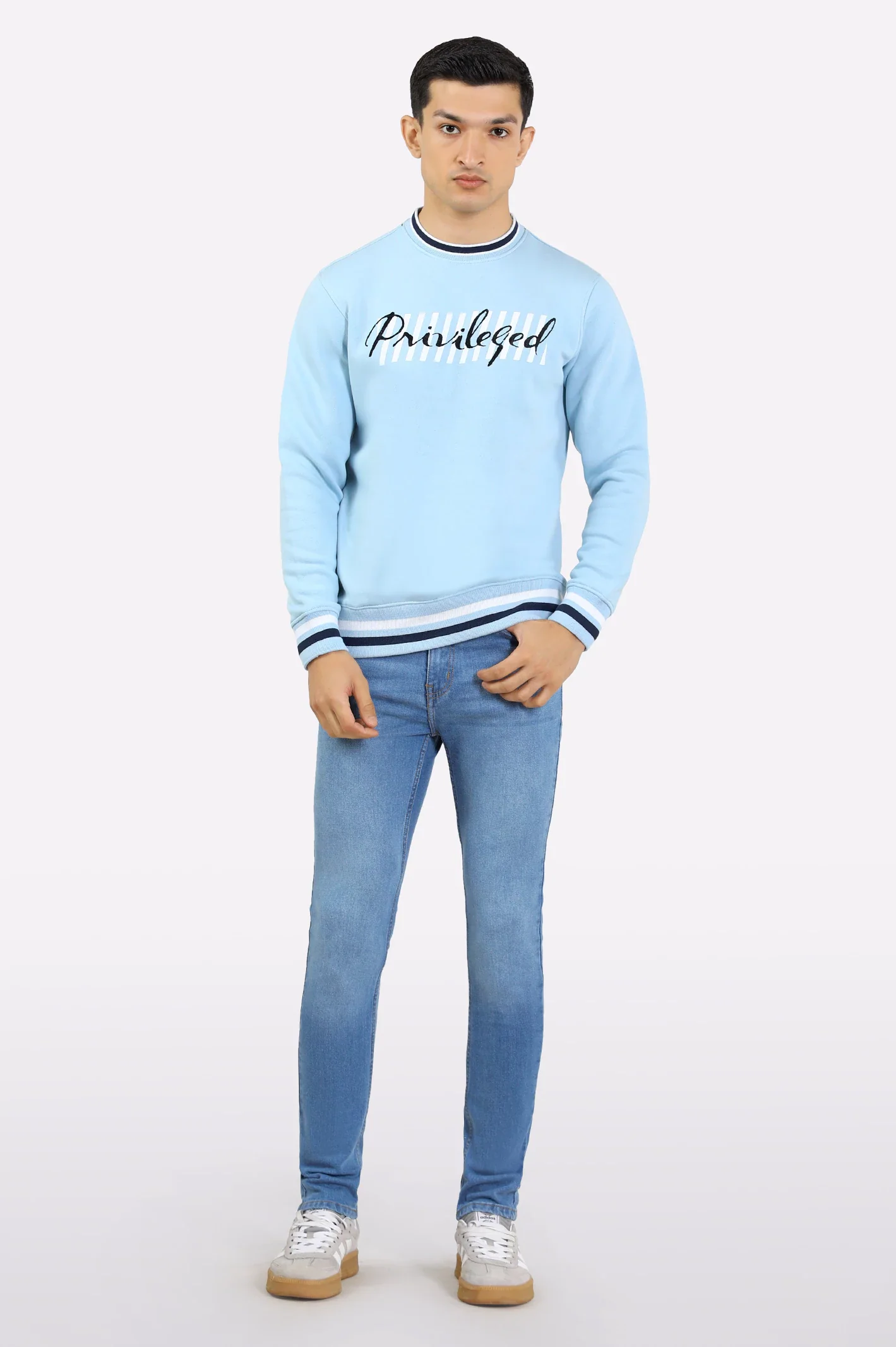 Ice Blue Graphic Print Sweatshirt - Image 2
