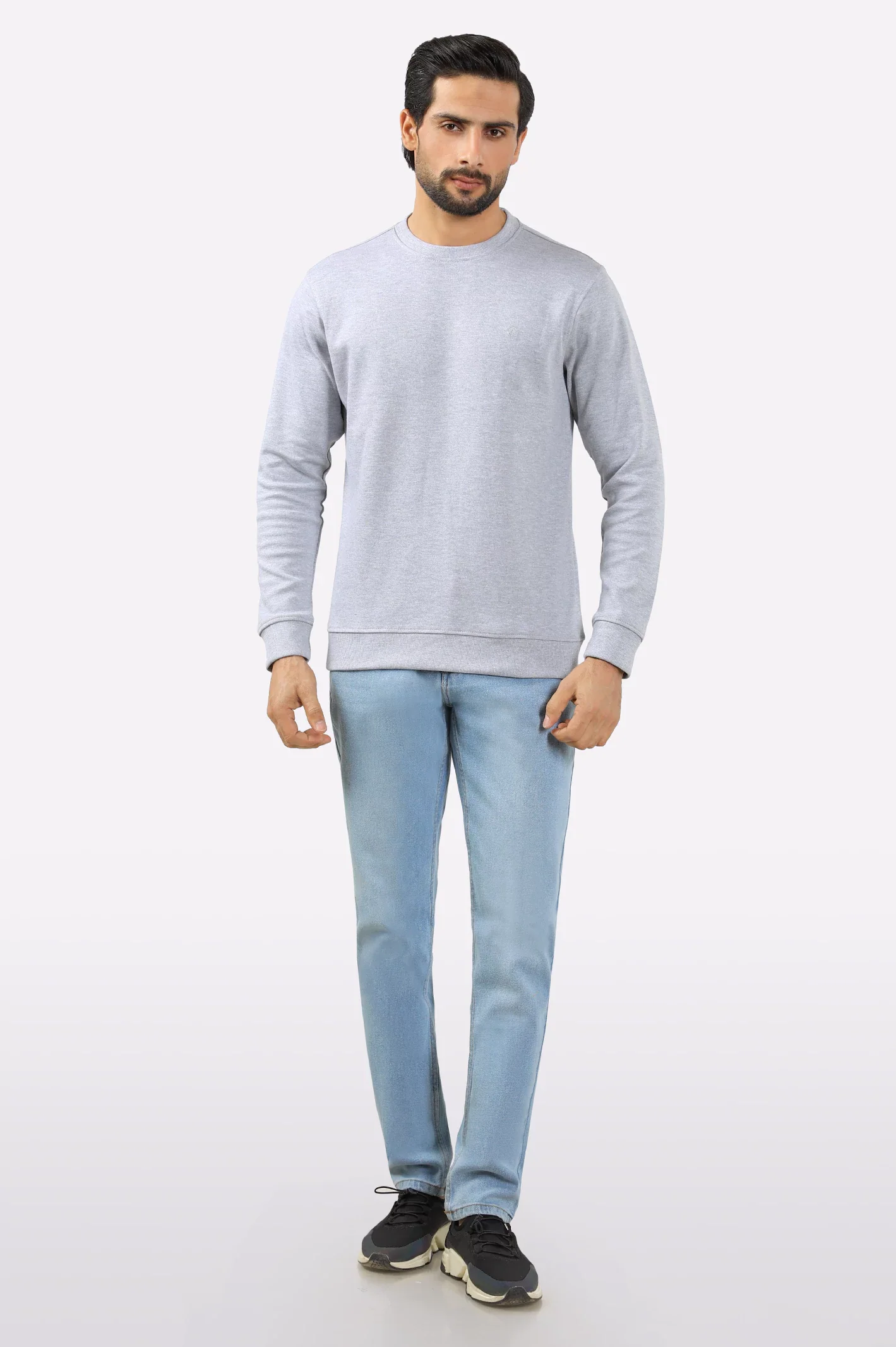 Heather Grey Round Neck Sweatshirt - Image 2