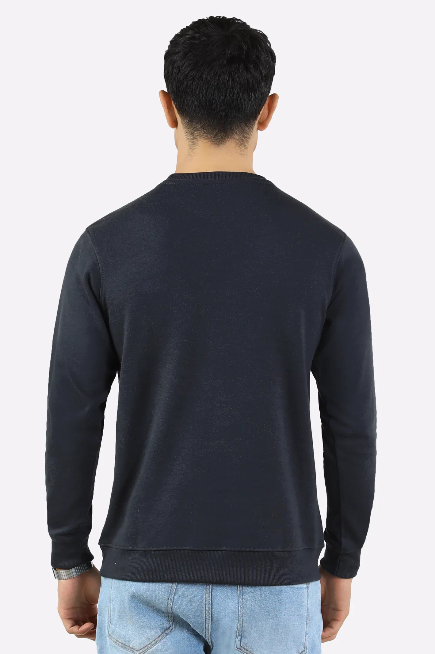 Charcoal Knitted Plain Sweatshirt - Image 3