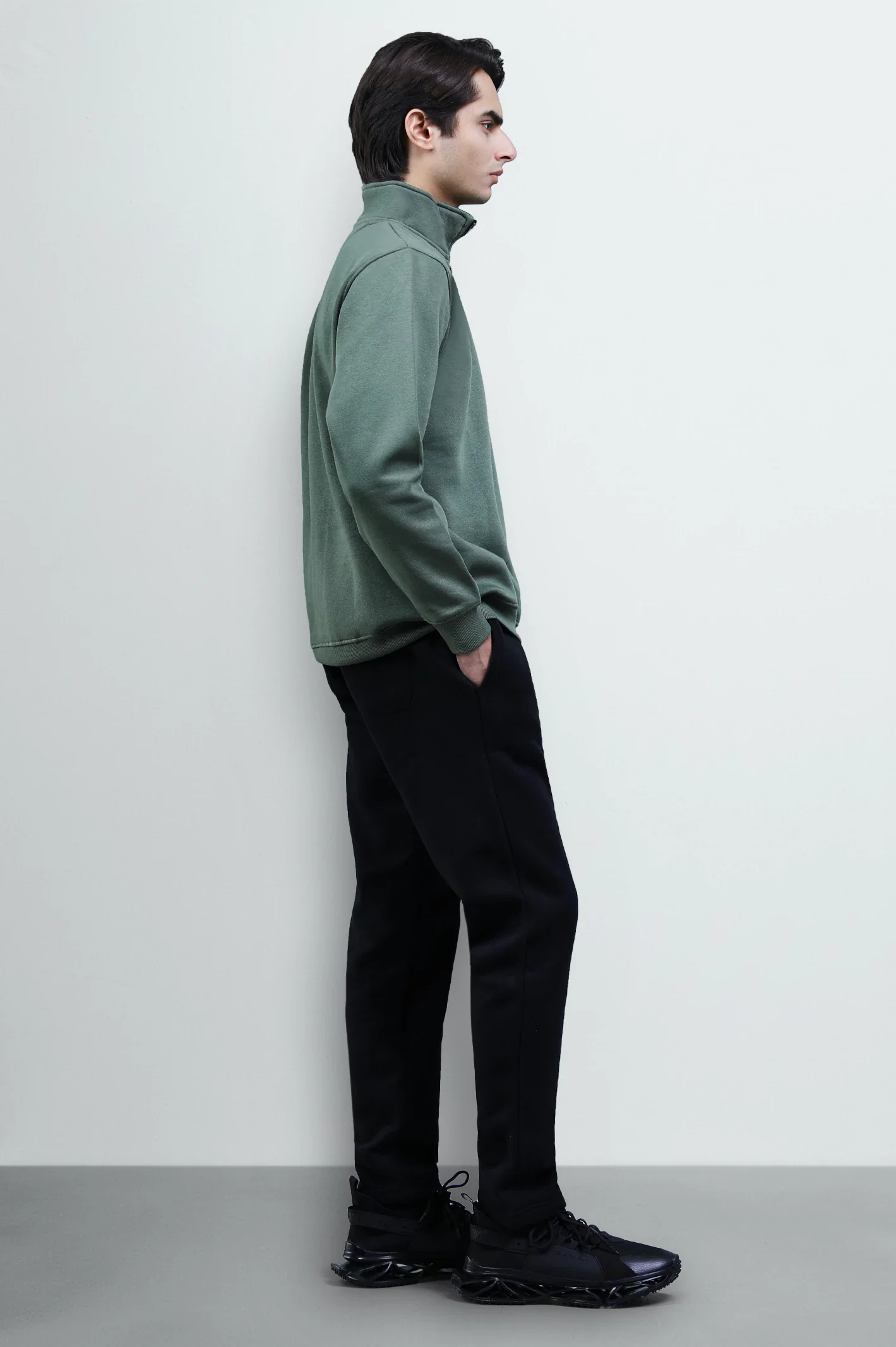 Khaki Zipper Sweatshirt - Image 3