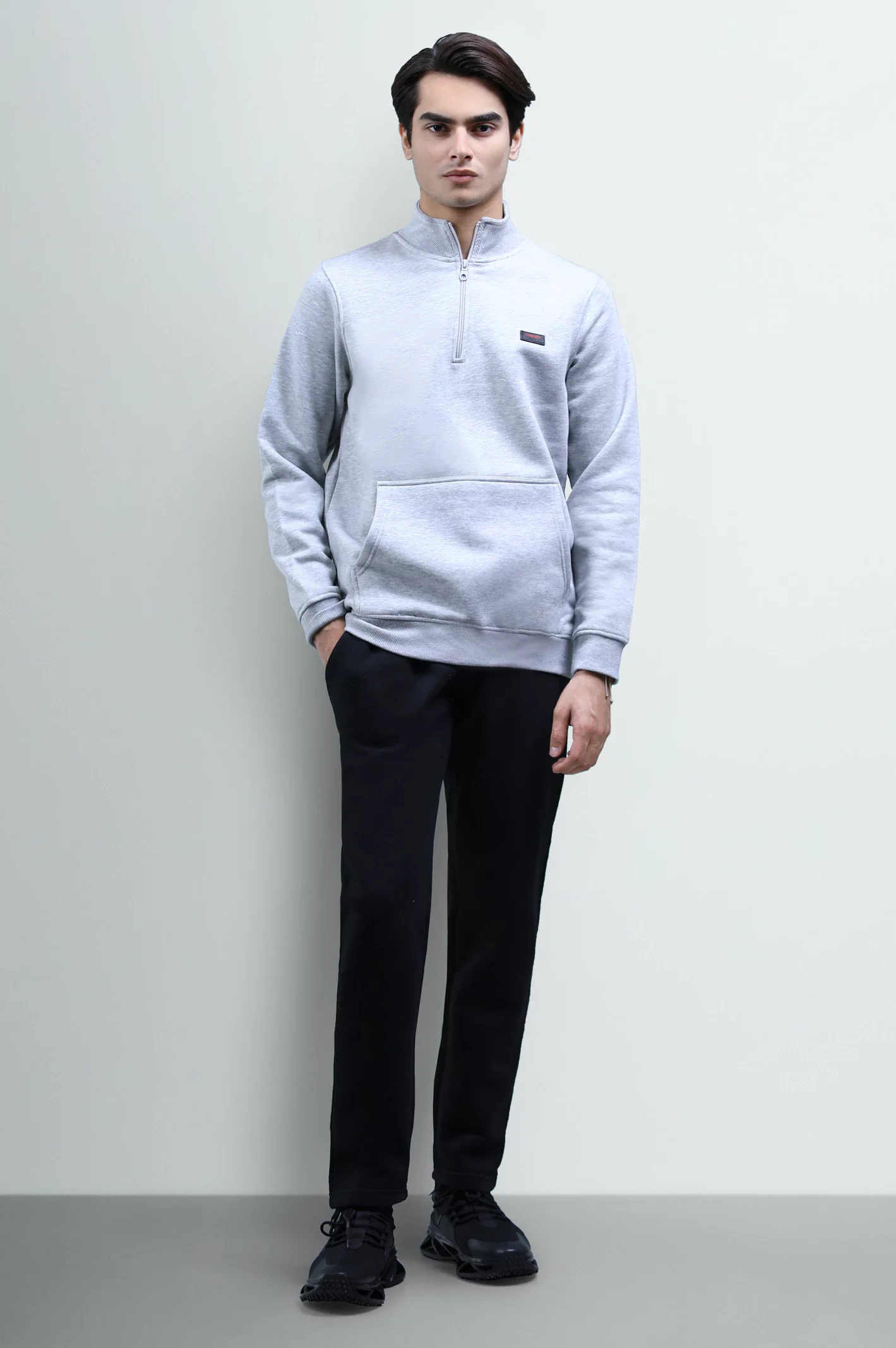 Heather Grey Quarter Zip Sweatshirt - Image 2
