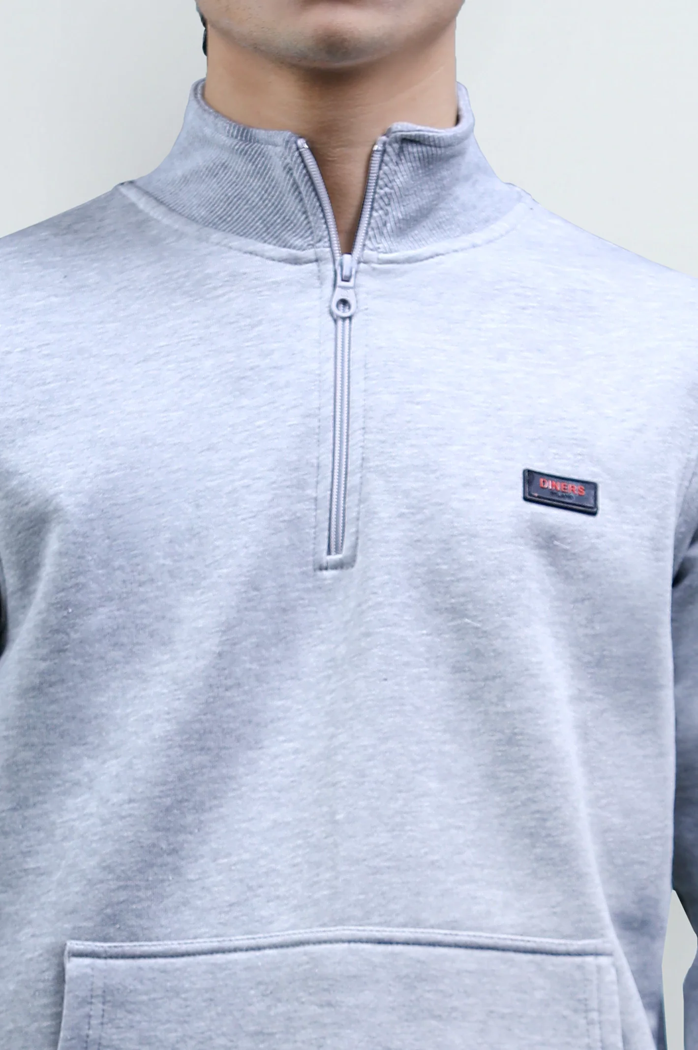 Heather Grey Quarter Zip Sweatshirt - Image 3