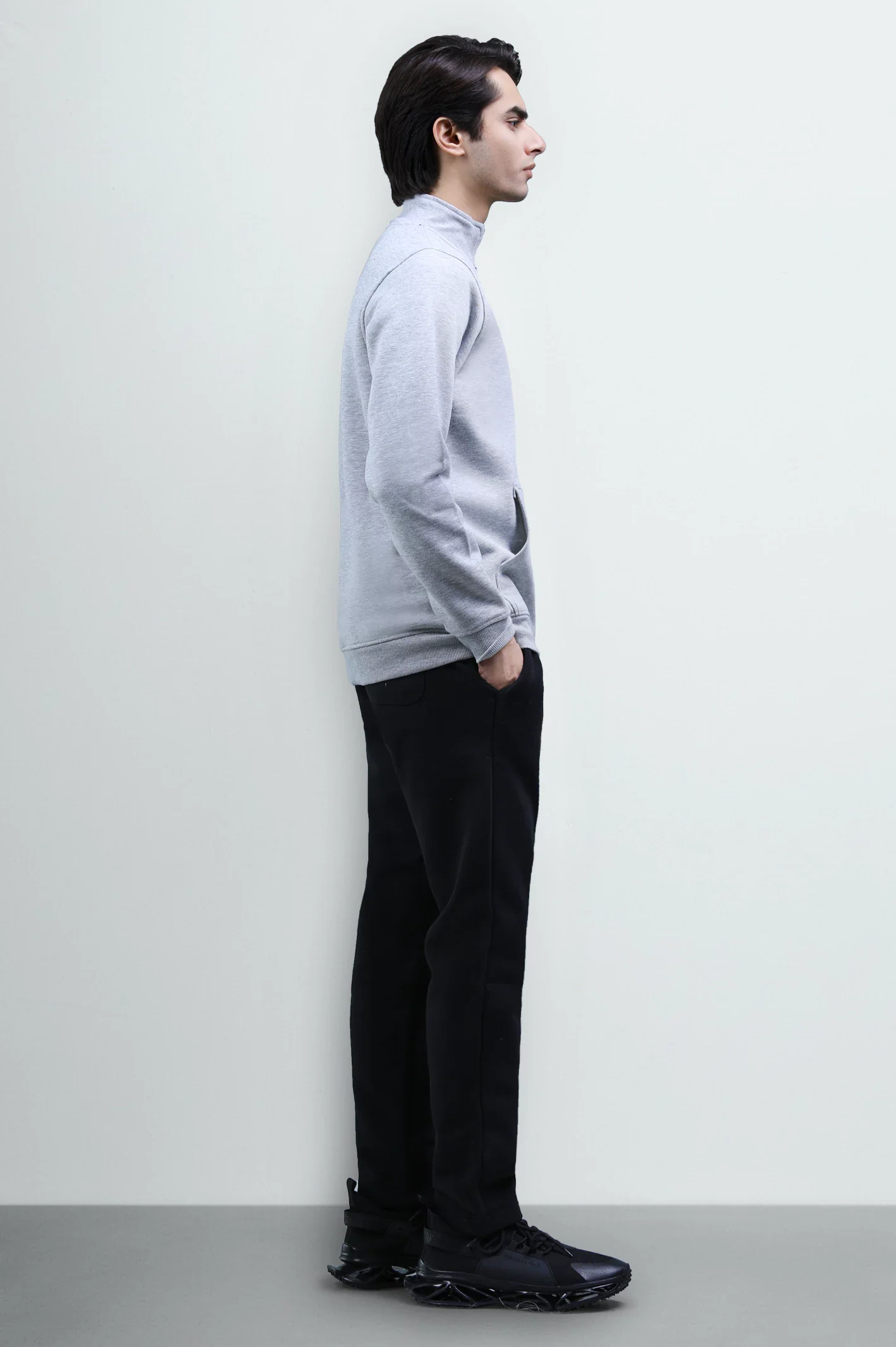 Heather Grey Quarter Zip Sweatshirt - Image 4