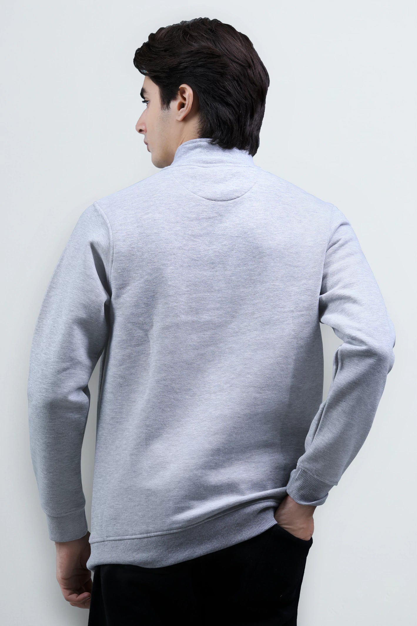 Heather Grey Quarter Zip Sweatshirt - Image 5