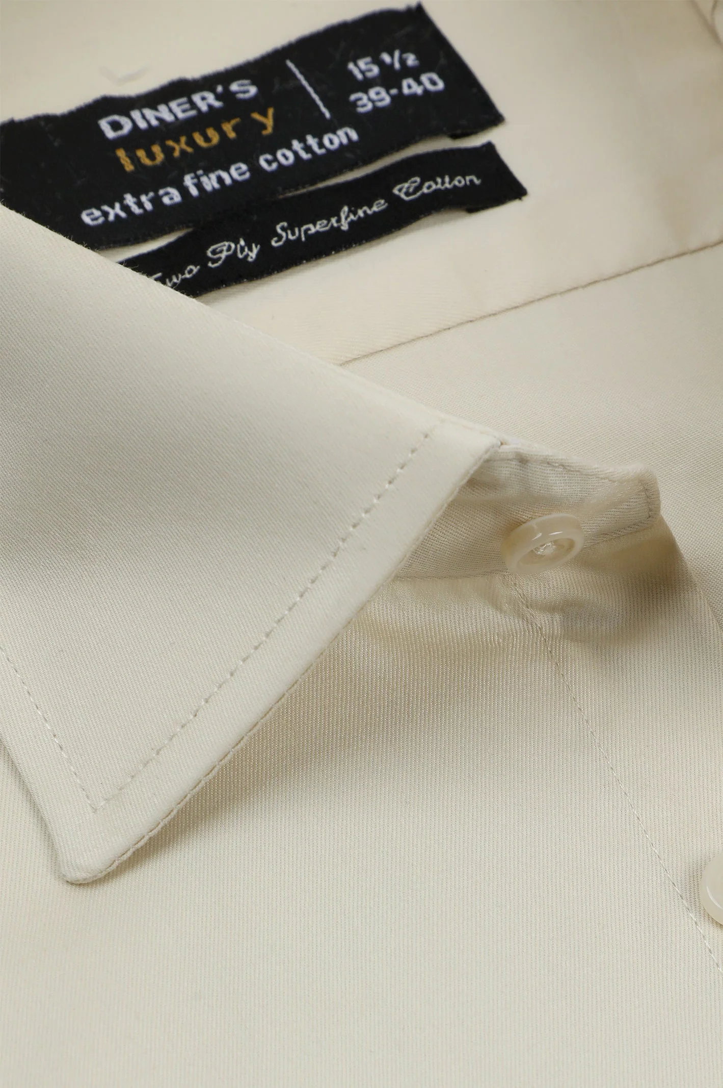 Beige Plain Formal Men Shirt - Image 2