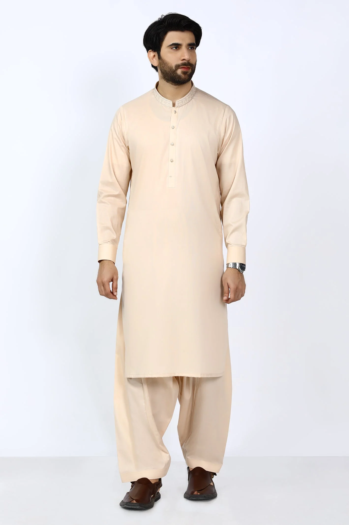 Peach Cotton Shalwar Kameez - Image 2