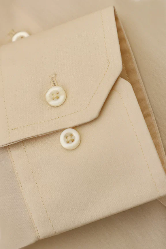 Cream Plain Formal Shirt - Image 3