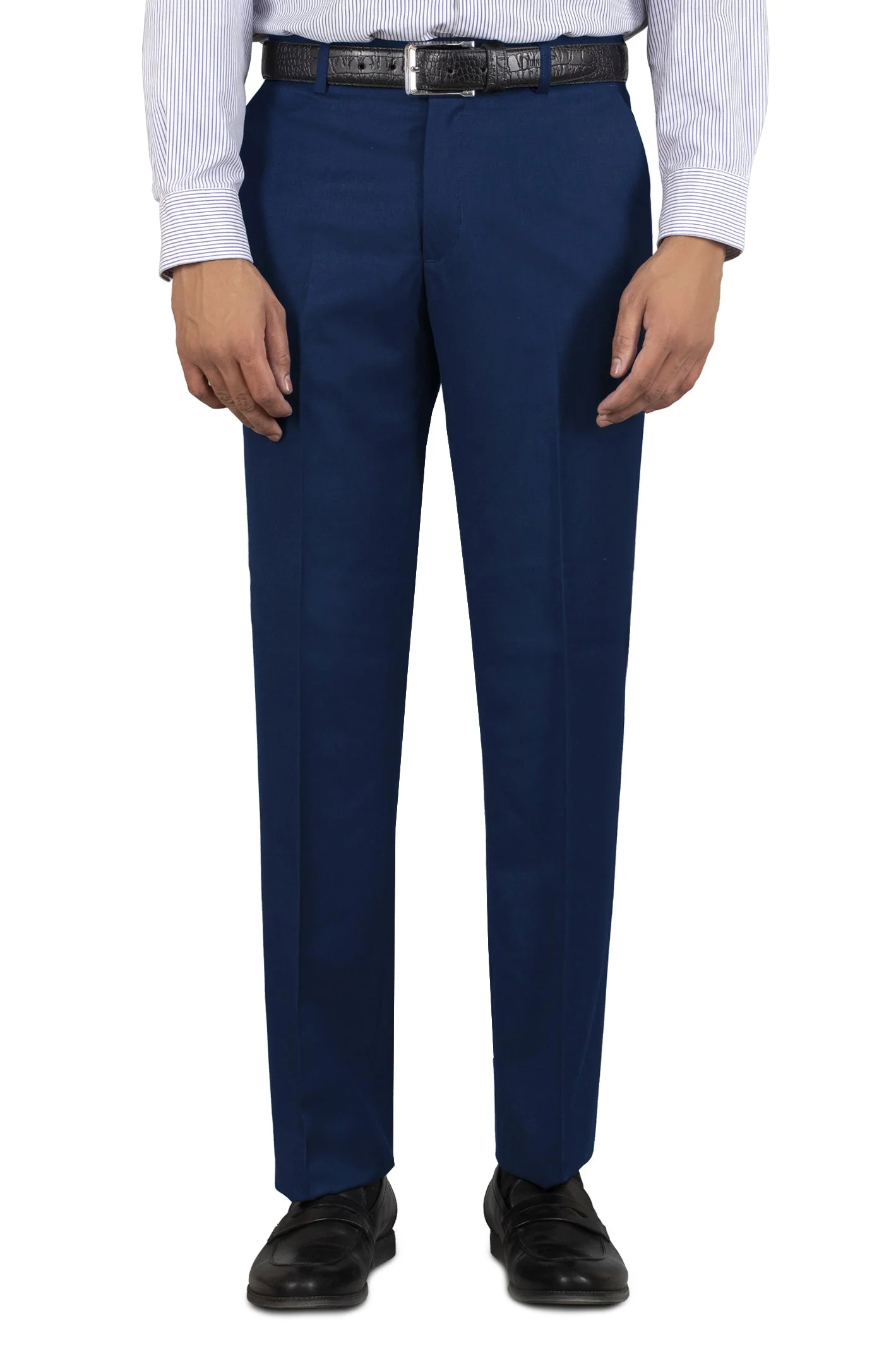 Royal Blue Wash & Wear Regular Fit Trouser