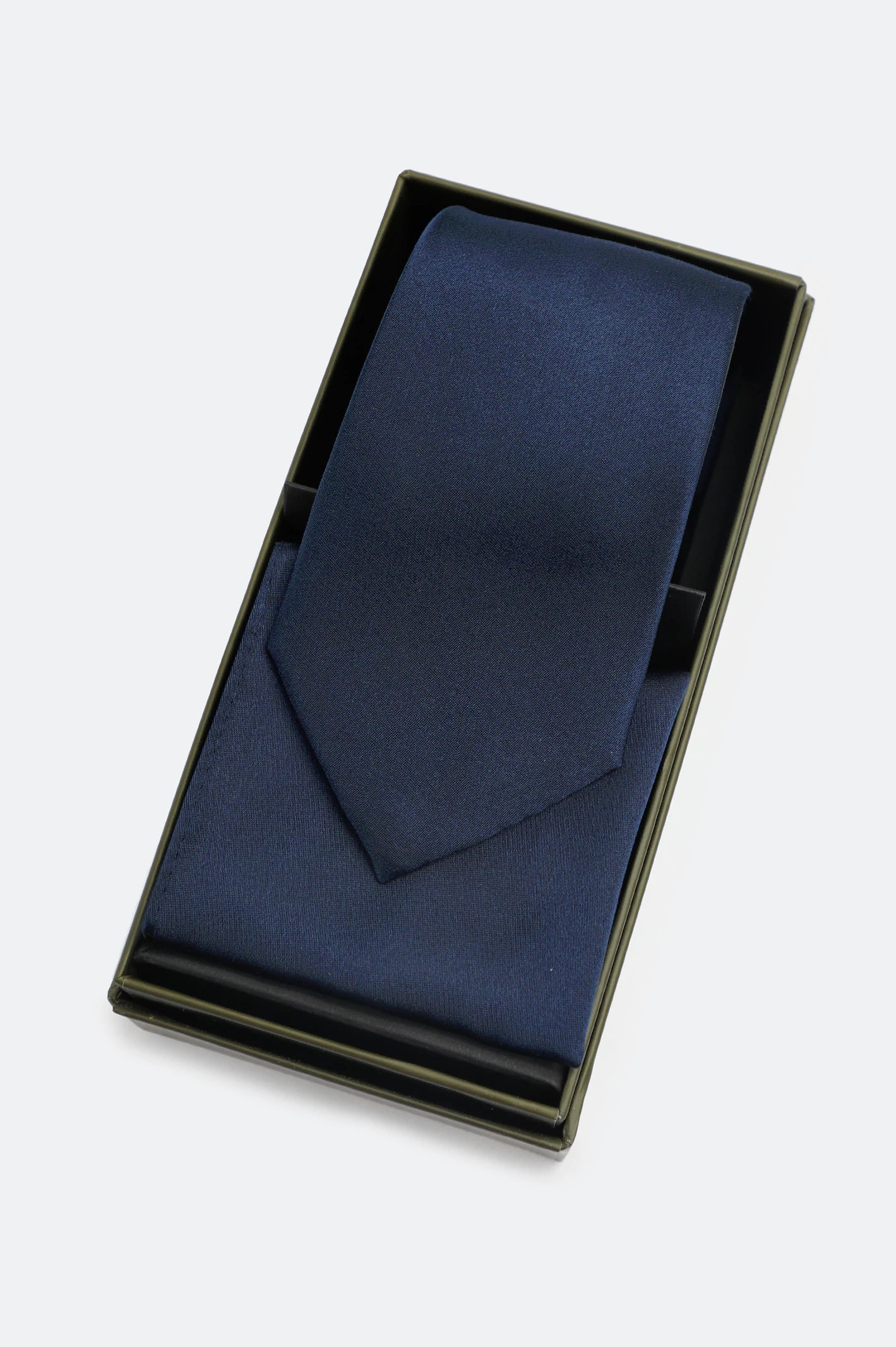 Navy Blue Tie With Pocket Square