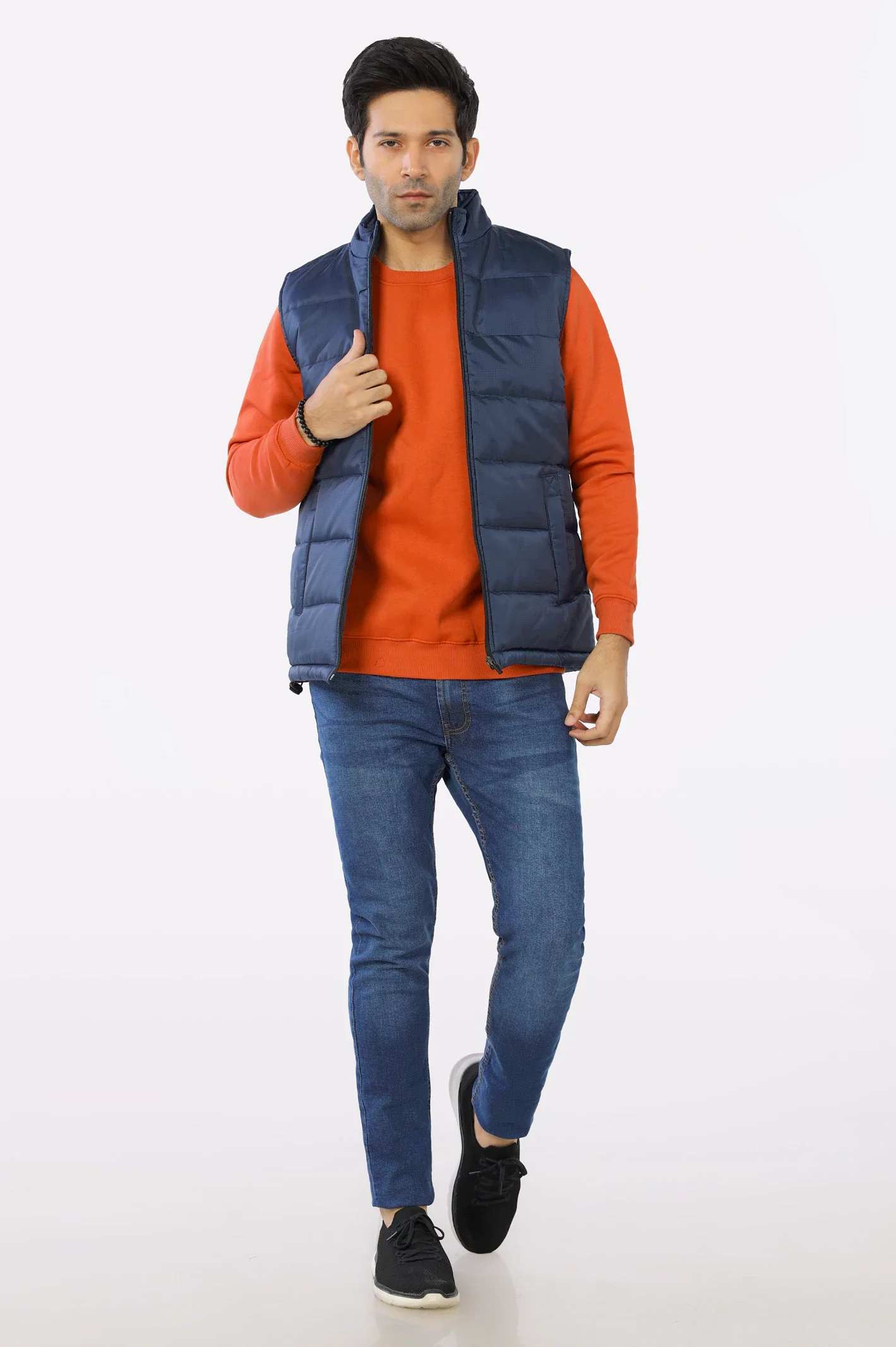 Navy Blue Sleeveless Jacket - Image 2