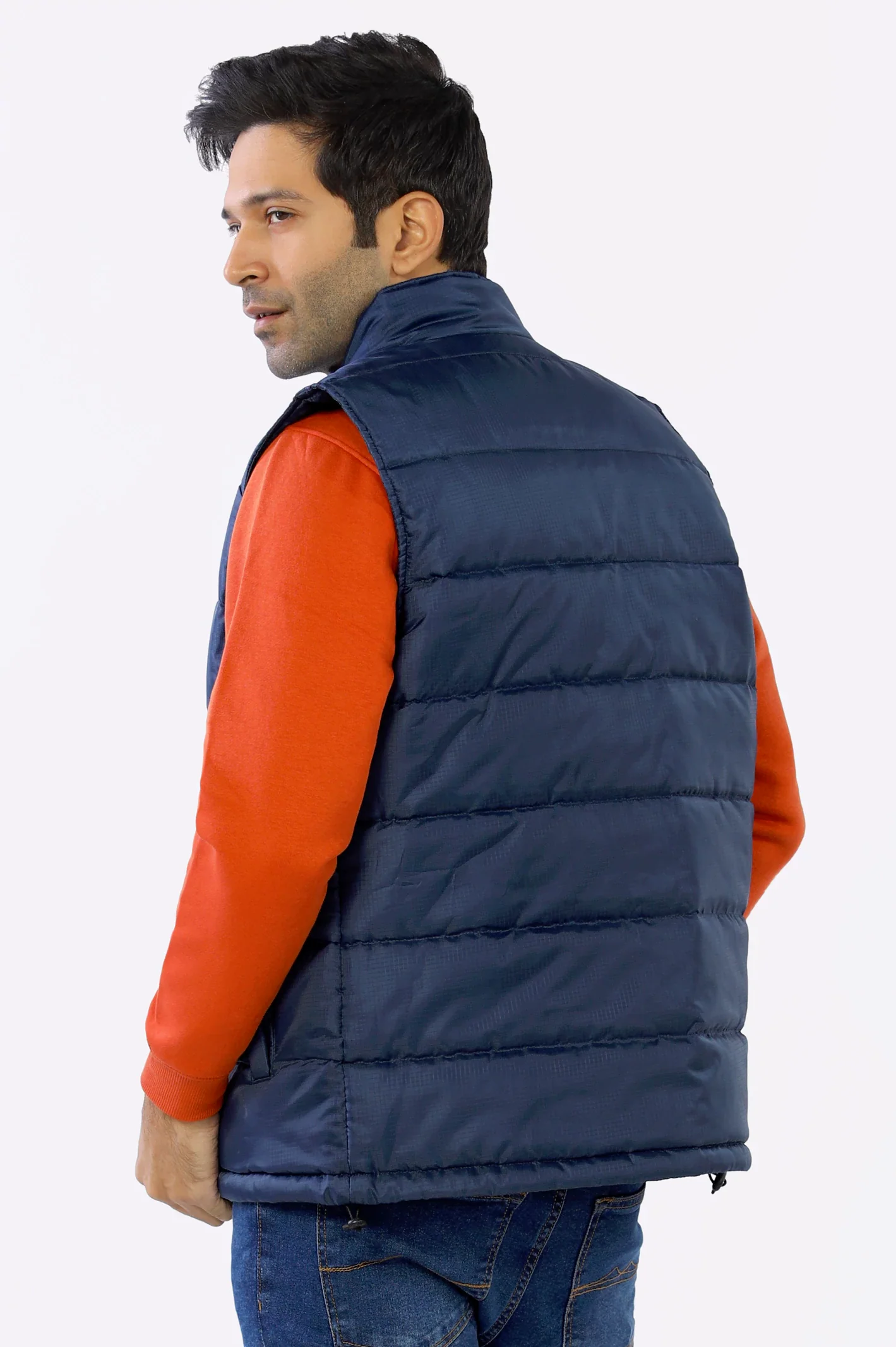 Navy Blue Sleeveless Jacket - Image 4