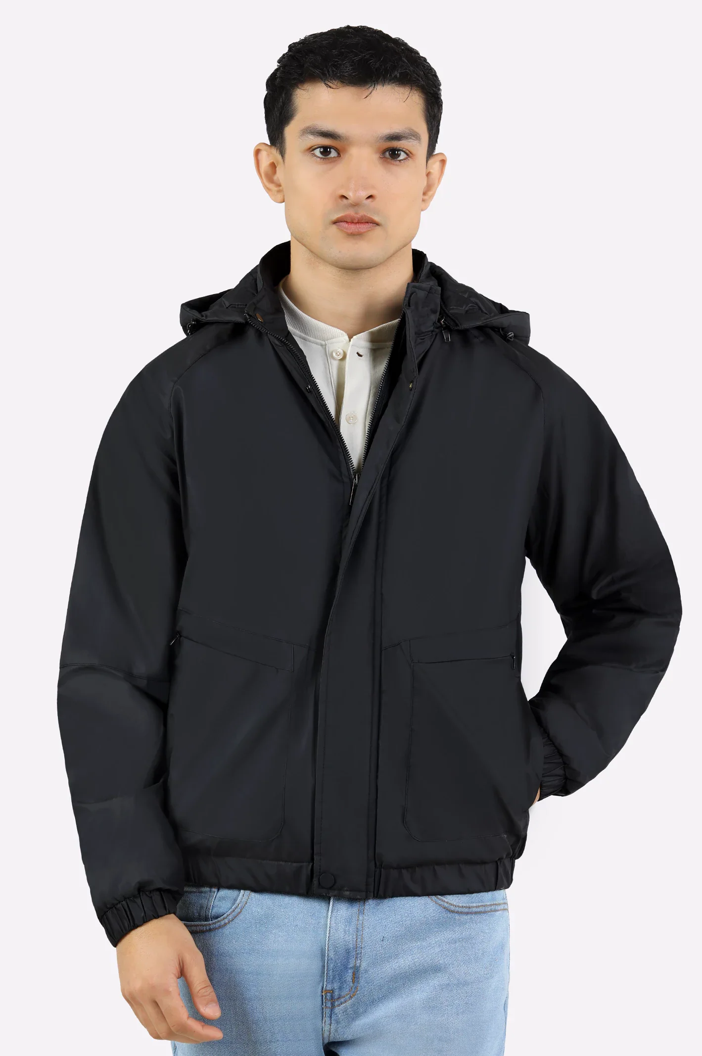 Men's Black Detachable Hoodie