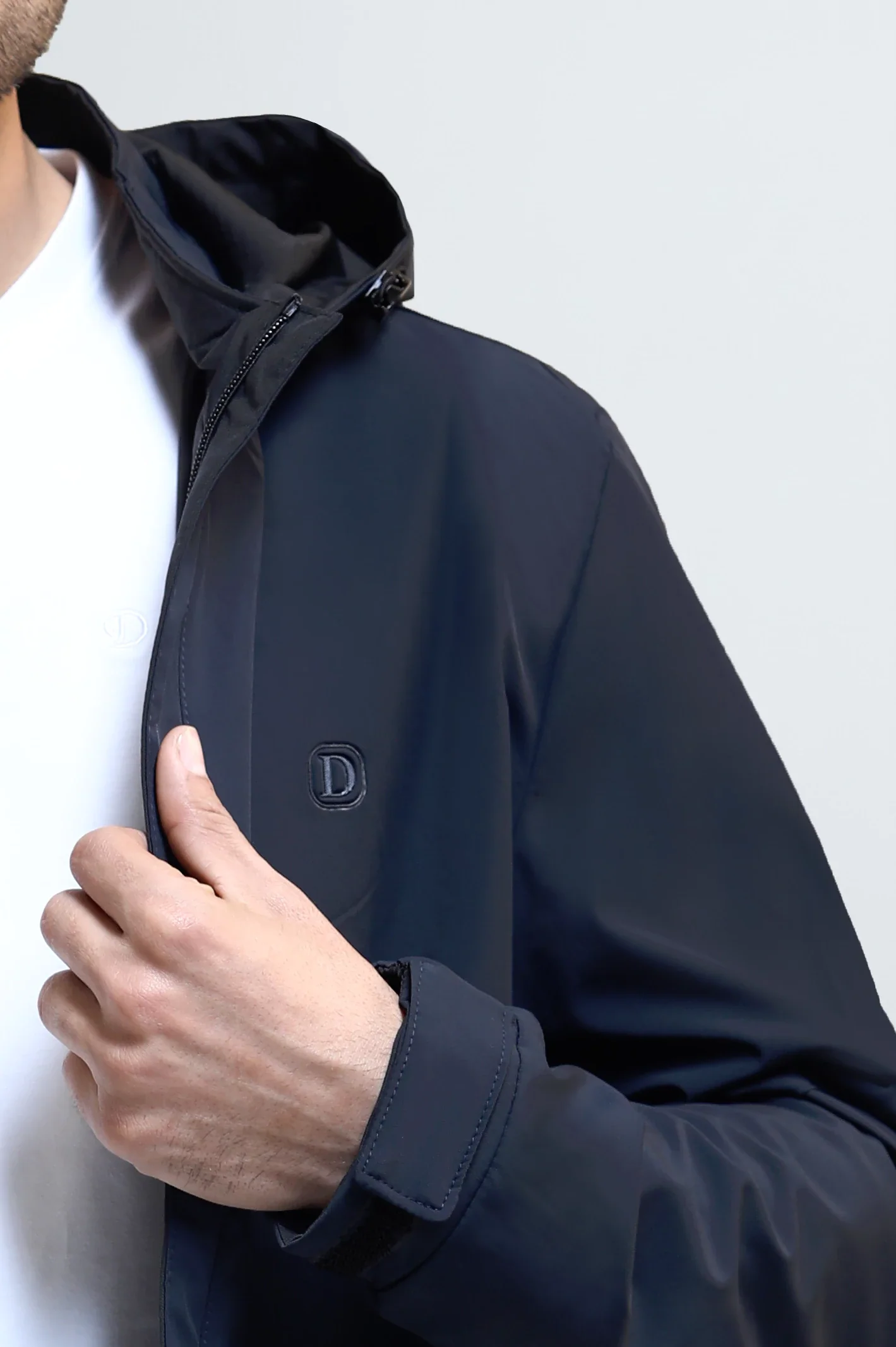 Men's Navy Blue Reversible Hooded Jacket - Image 10