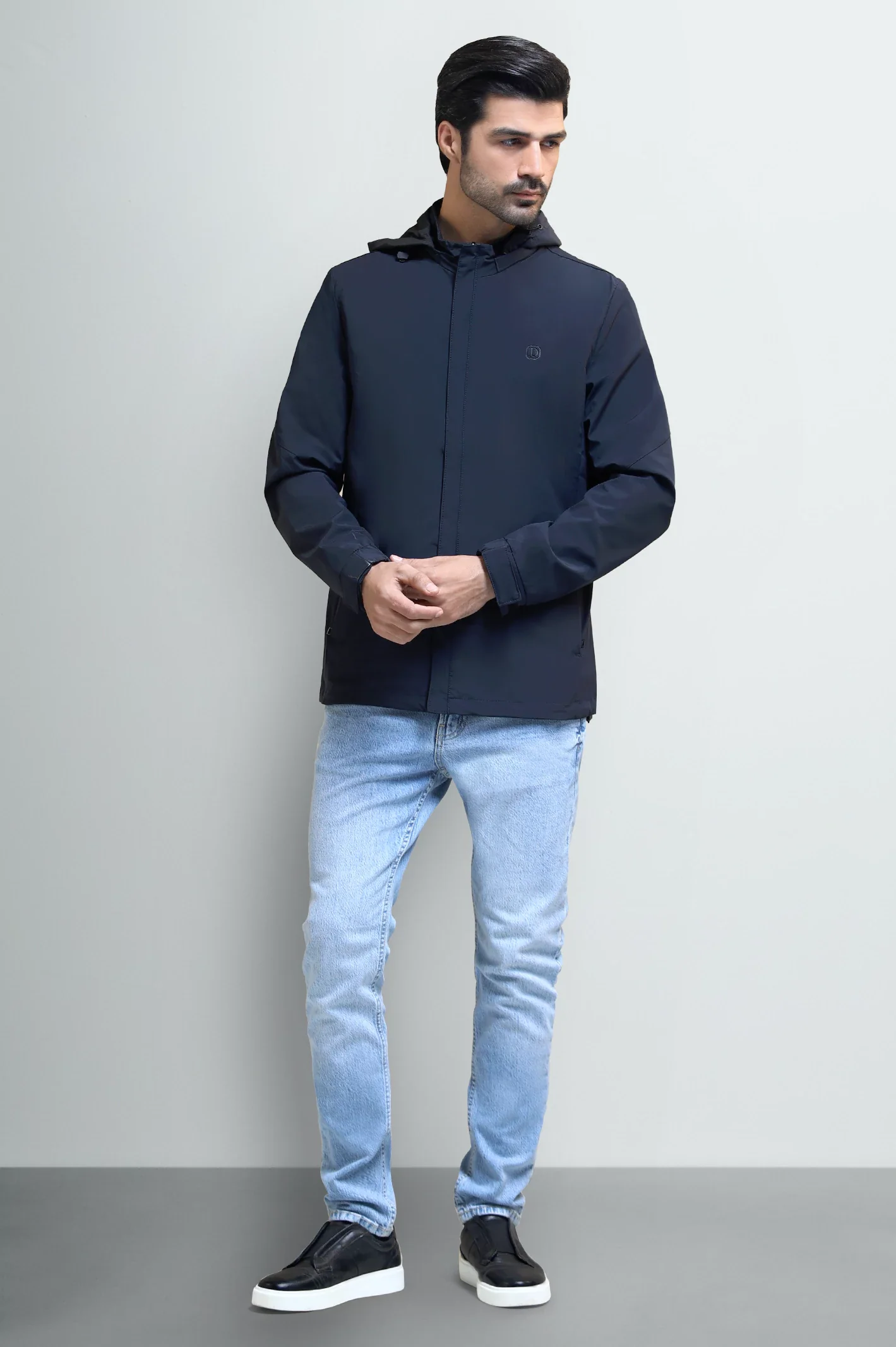Men's Navy Blue Reversible Hooded Jacket - Image 9