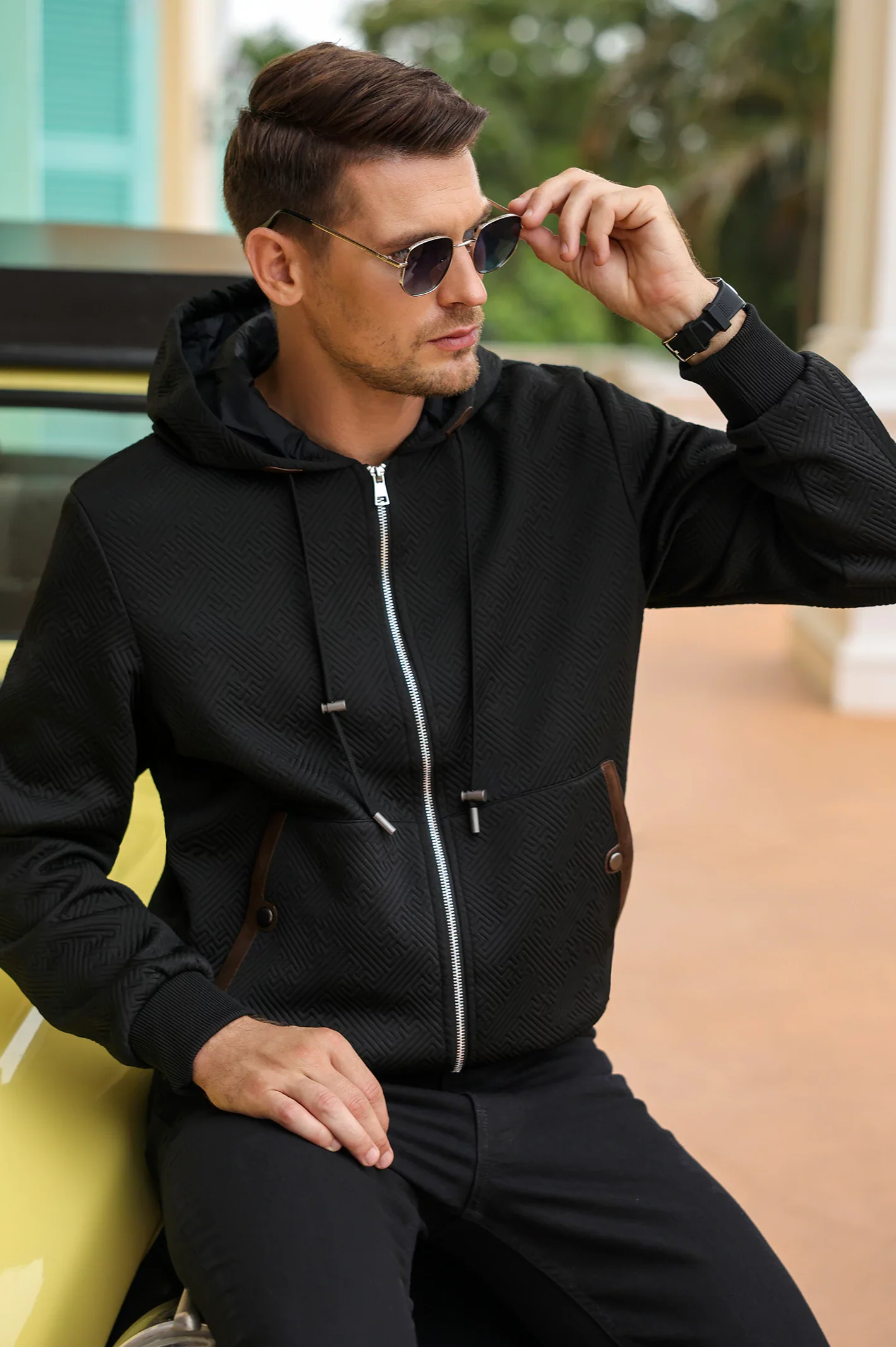 Men's Black Hooded Jacket