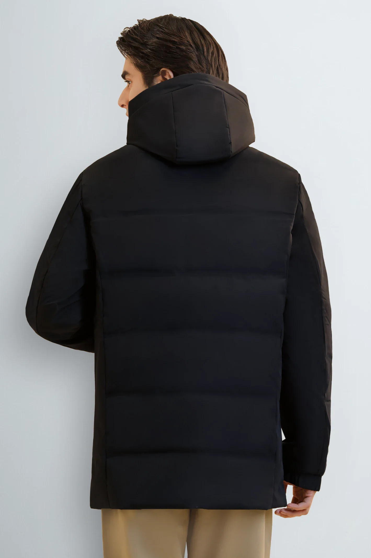 Navy Blue Hooded Puffer Jacket for Men - Image 4