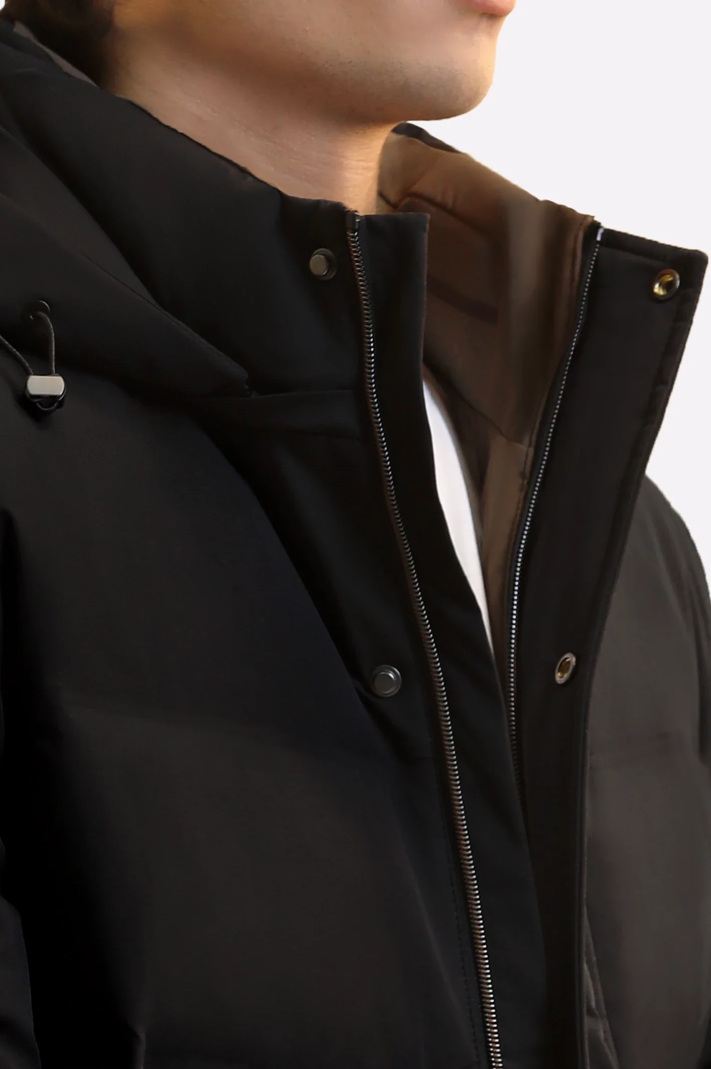 Men's Black Hooded Long Jacket - Image 3