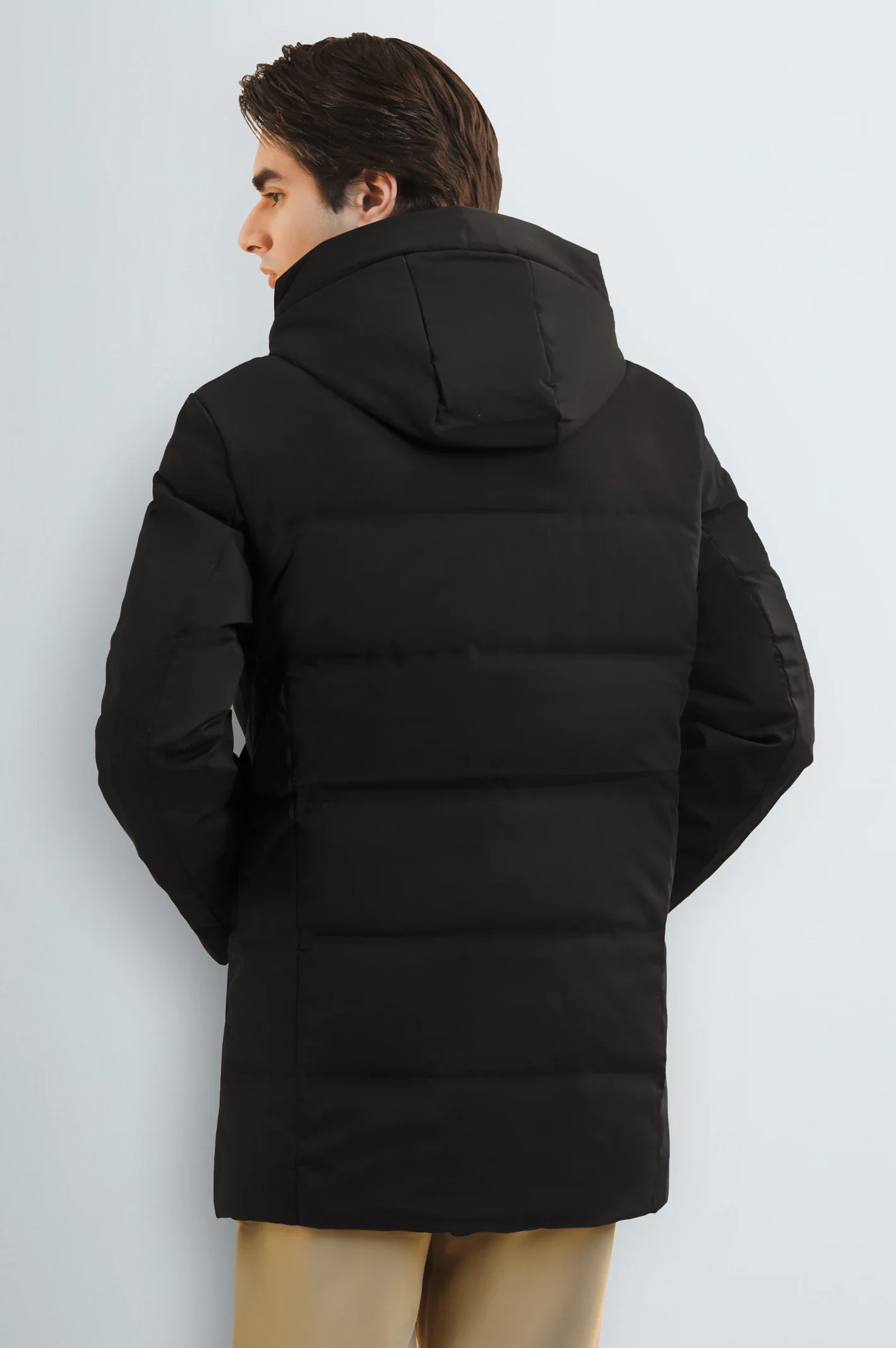 Men's Black Hooded Long Jacket - Image 4