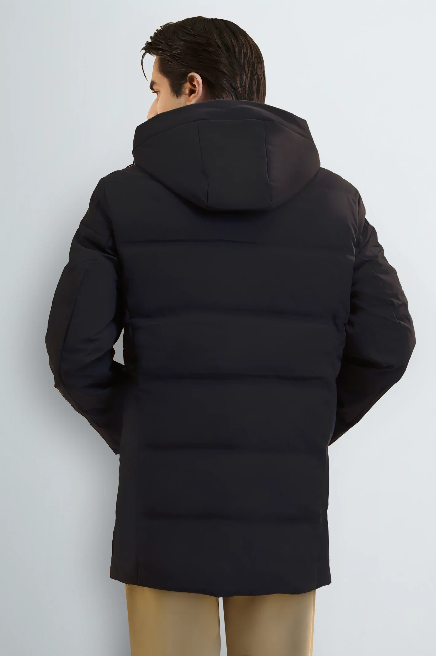 Men's Navy Hooded Long Jacket - Image 4
