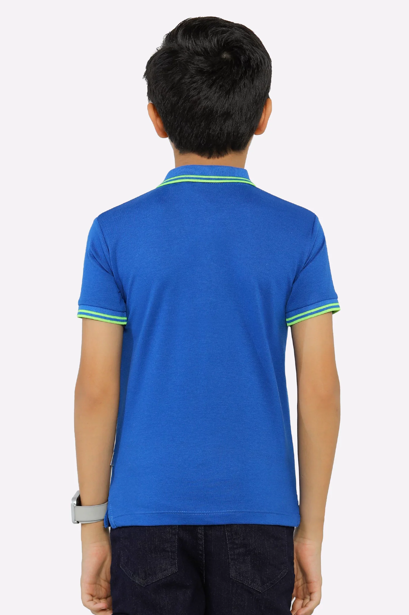 Royal Blue Jacquard Collar Polo - Image 3