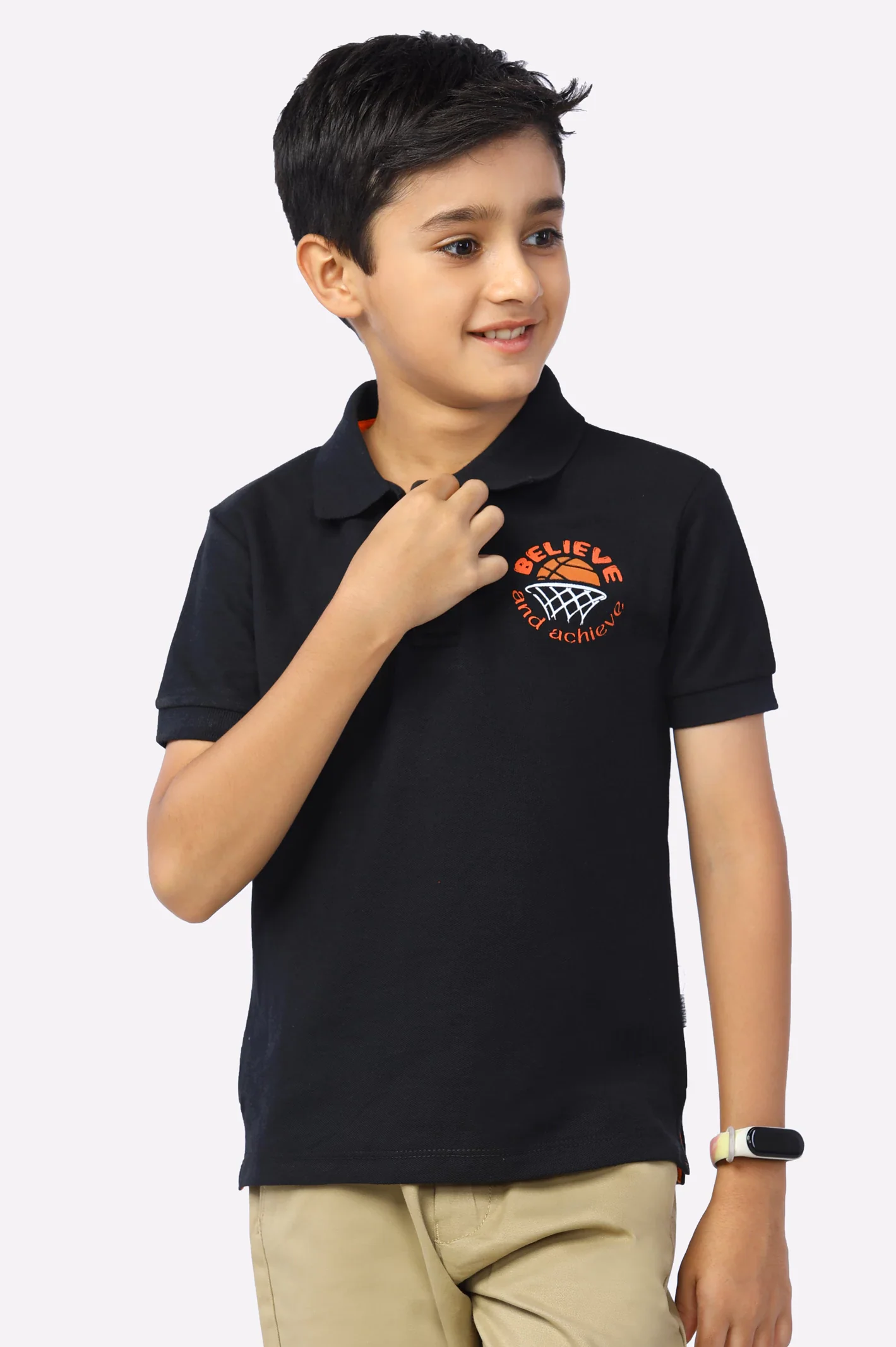 Black Printed Polo