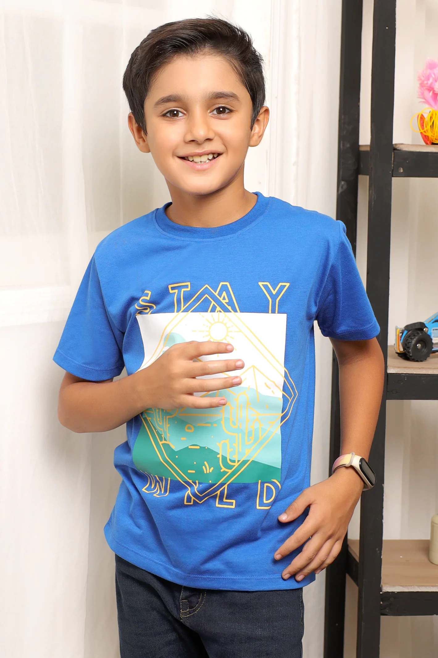 Royal Blue Graphic Print T-Shirt - Image 3