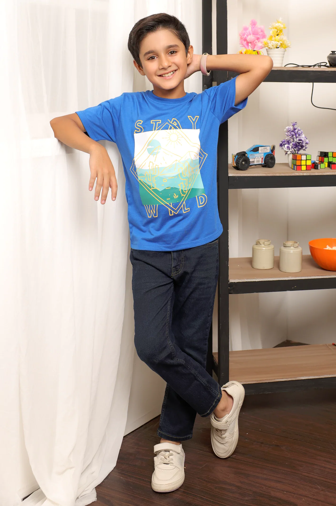 Royal Blue Graphic Print T-Shirt - Image 4