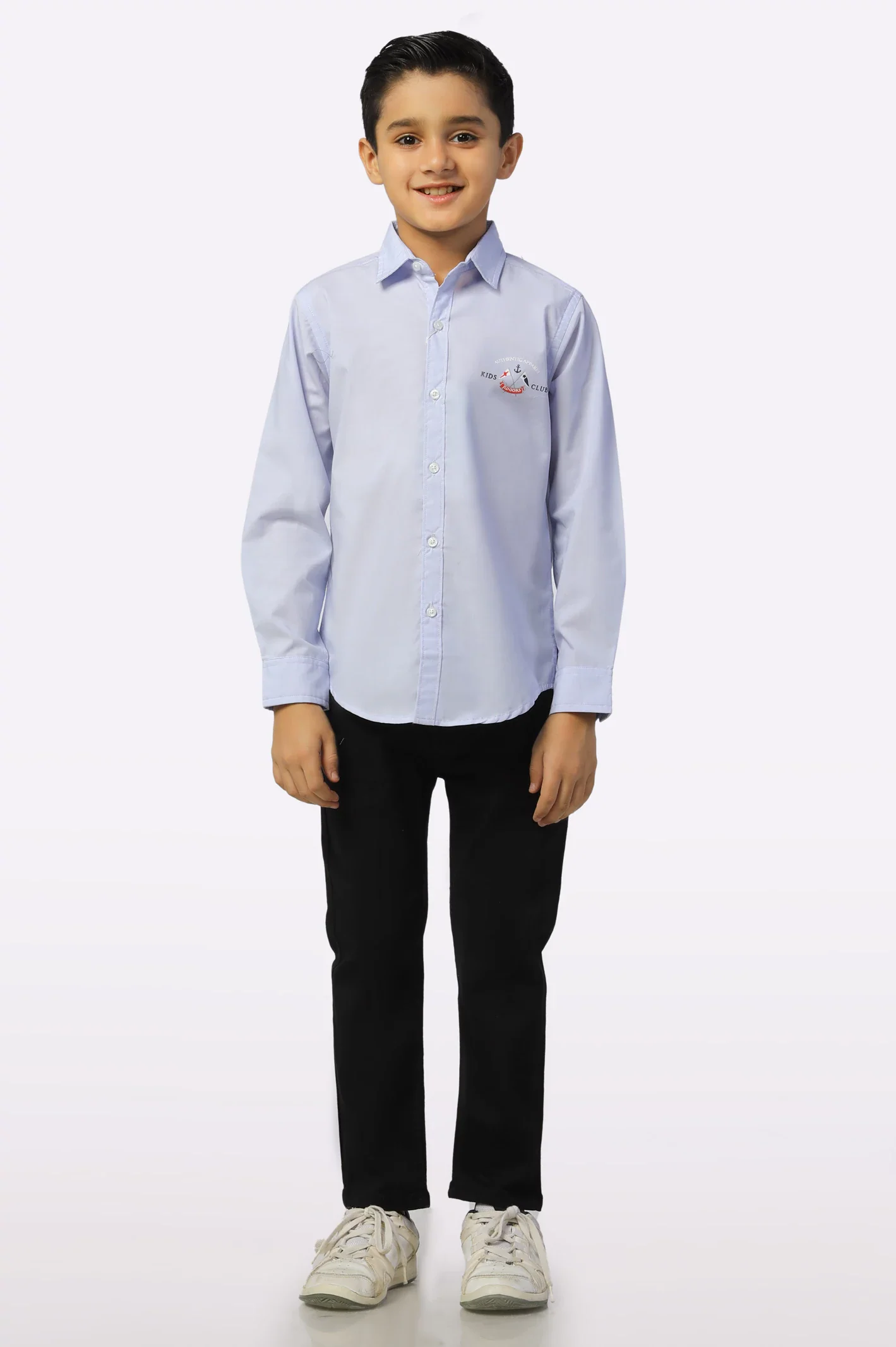 Light Blue Plain Boys Shirt - Image 2