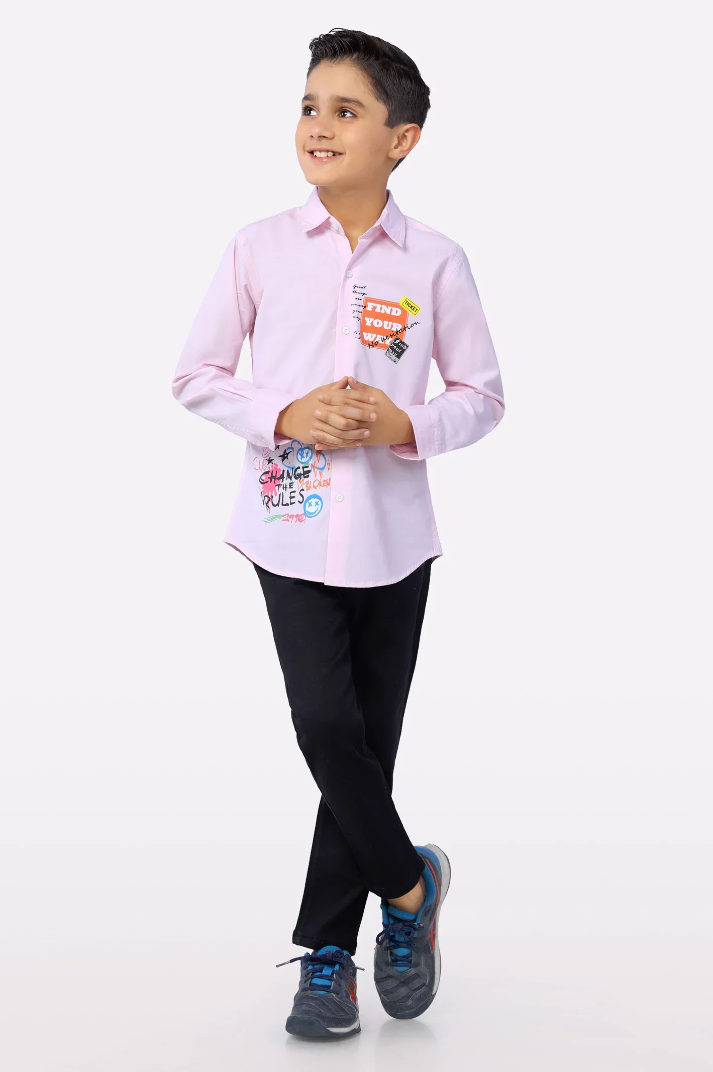 Light Pink Graphic Print Boys Shirt - Image 5