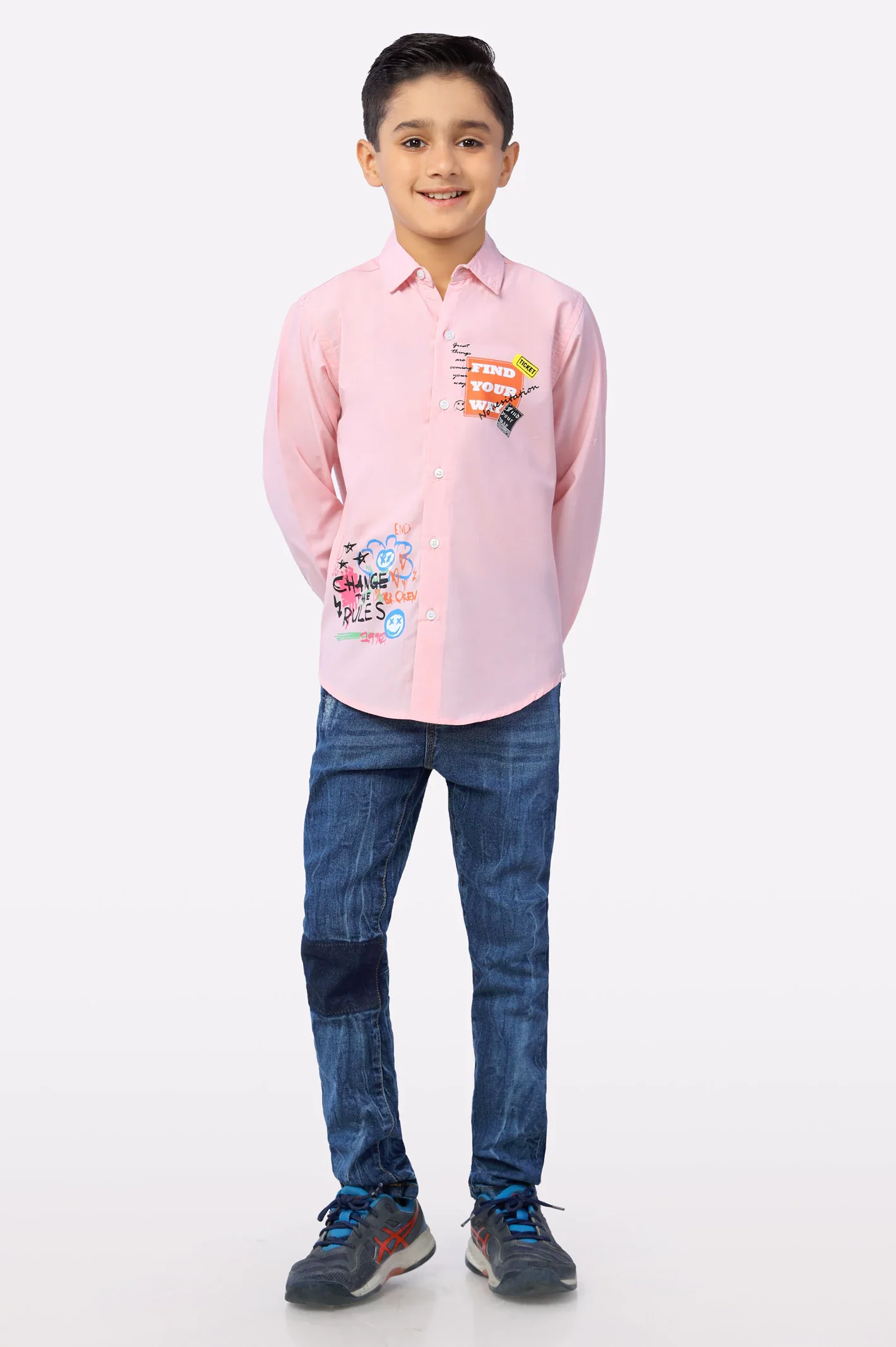 Pink Graphic Printed Boys Shirt - Image 2