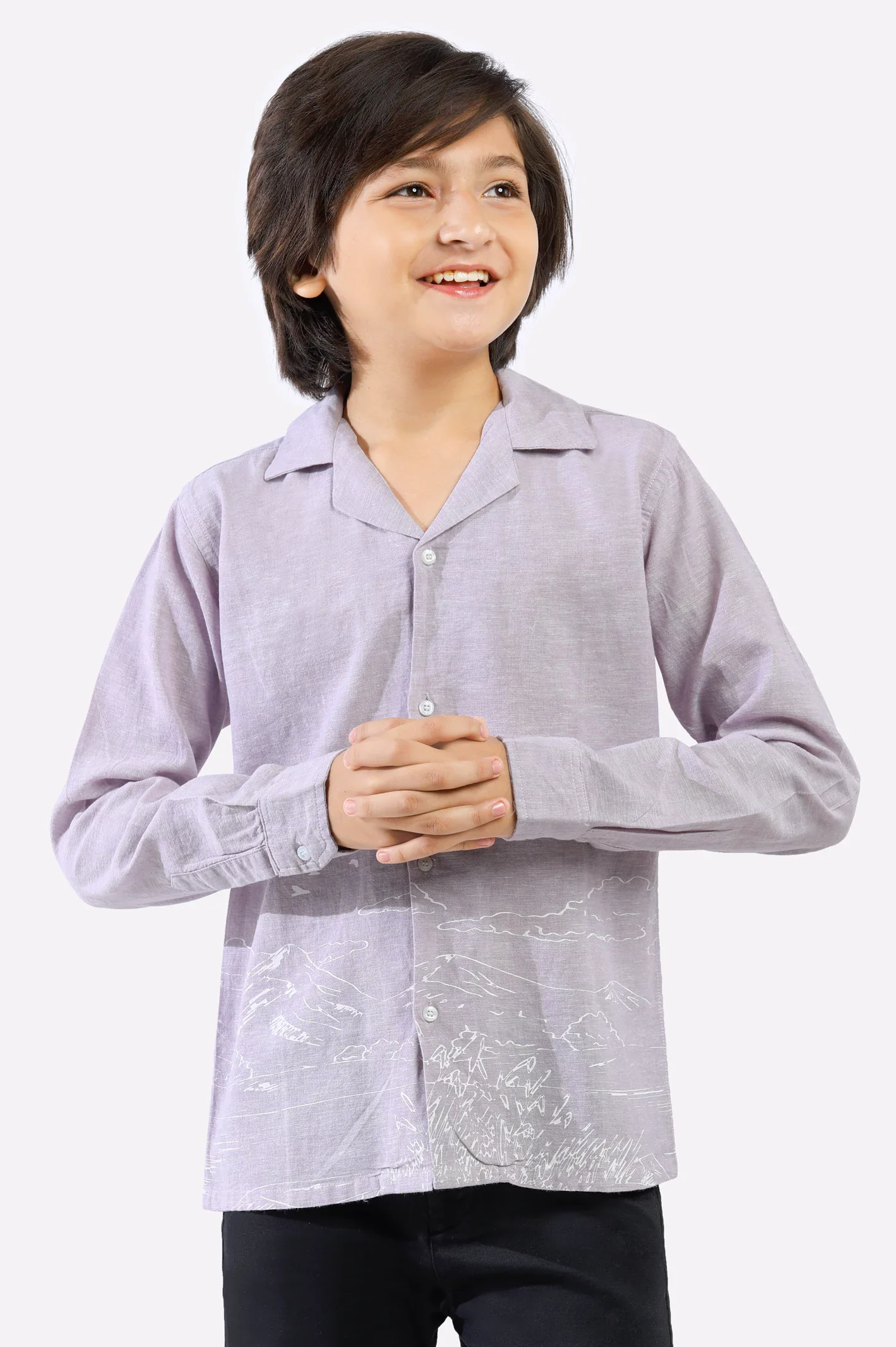 Lilac Graphic Printed Casual Shirt