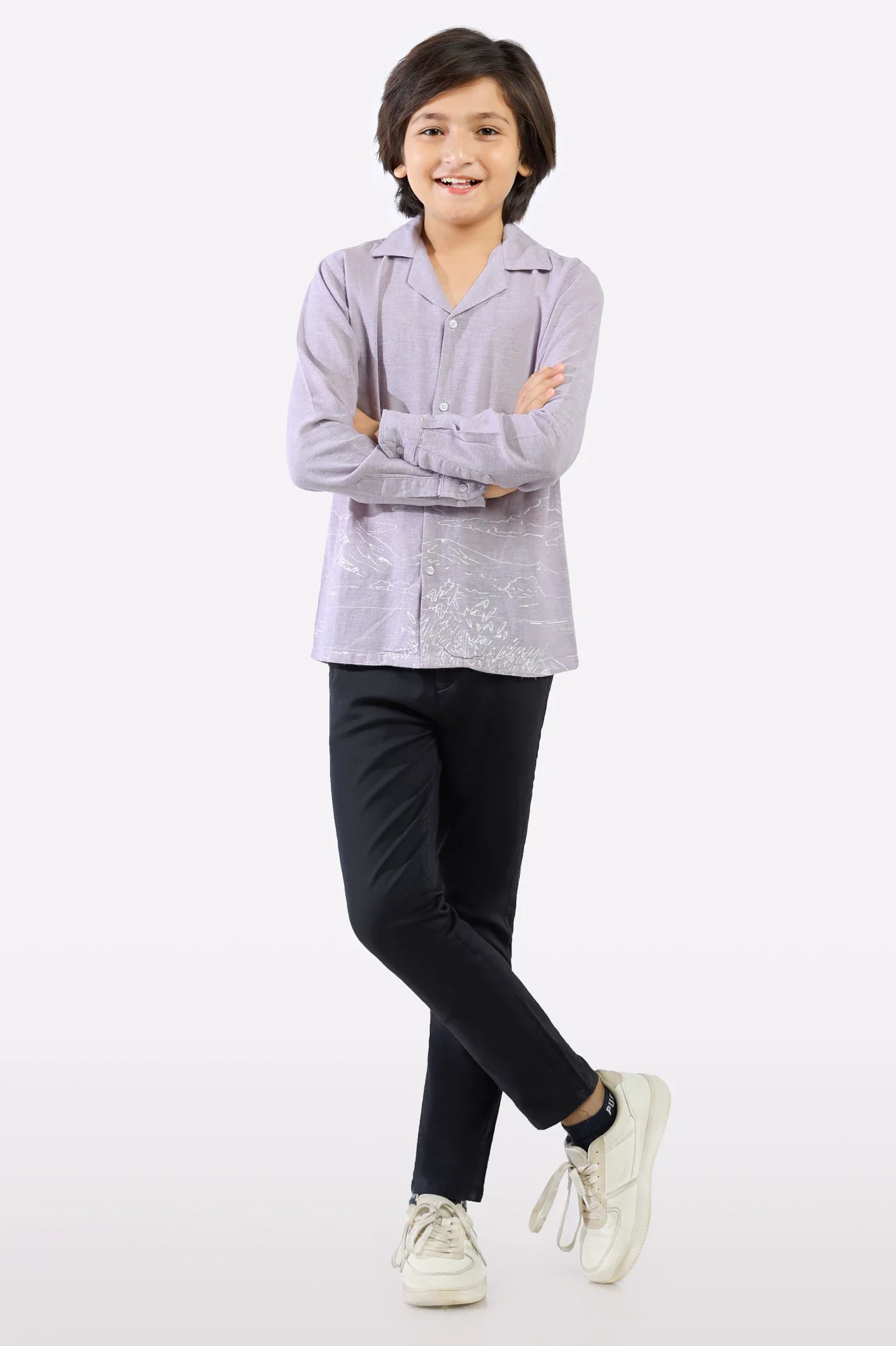 Lilac Graphic Printed Casual Shirt - Image 2