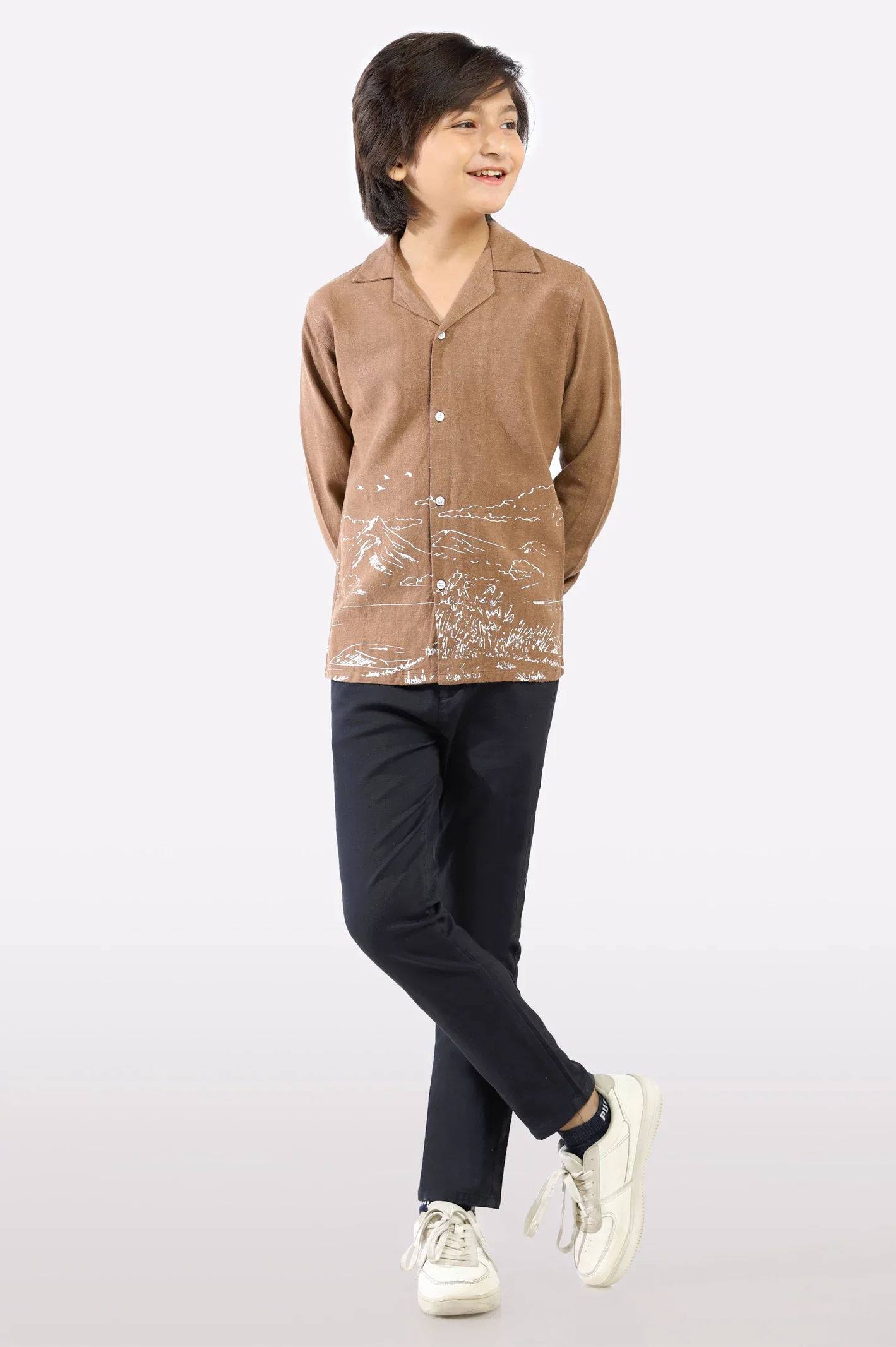 Rust Graphic Printed Casual Shirt - Image 2