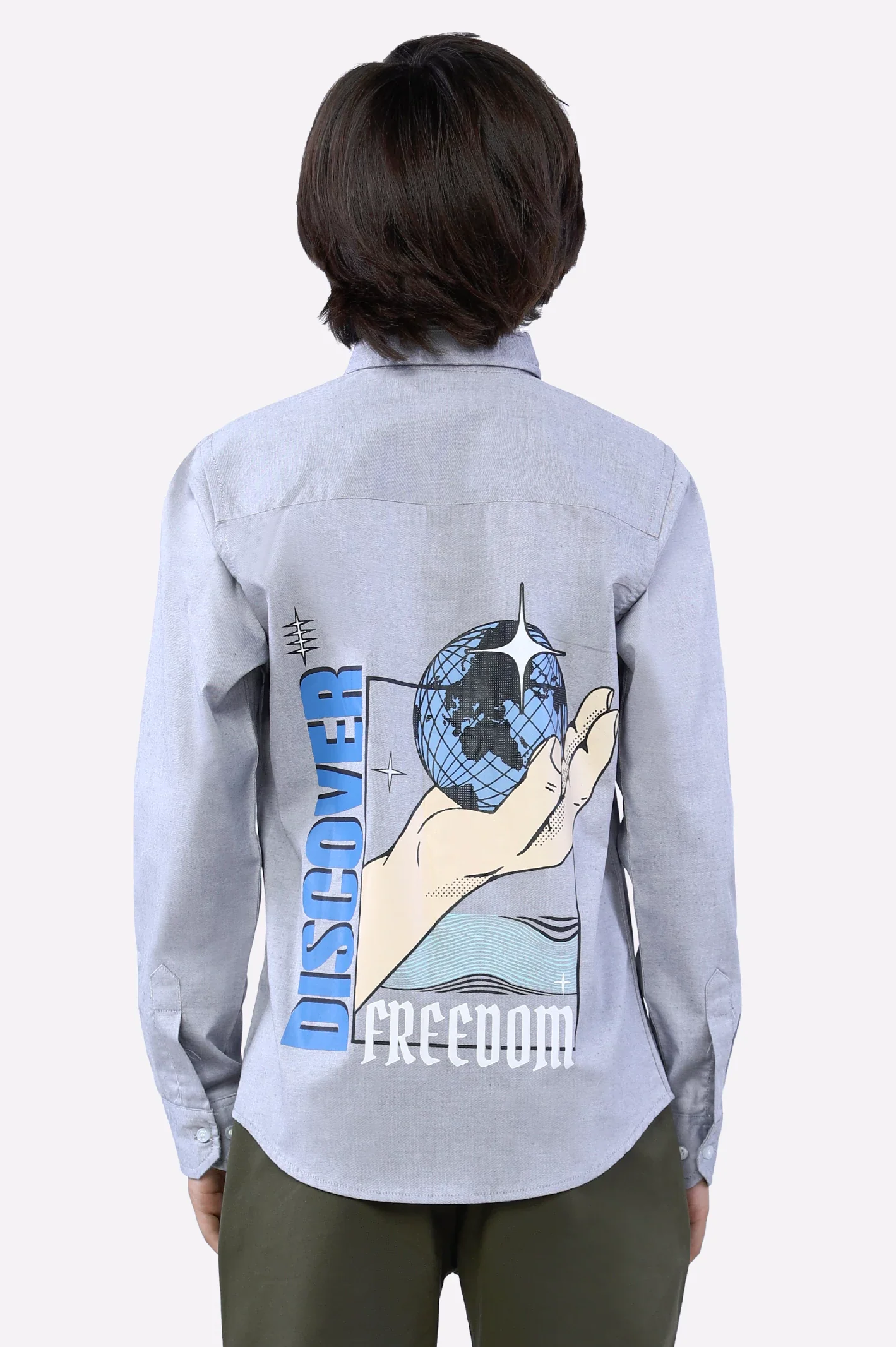 Medium Grey Graphic Printed Casual Shirt - Image 3