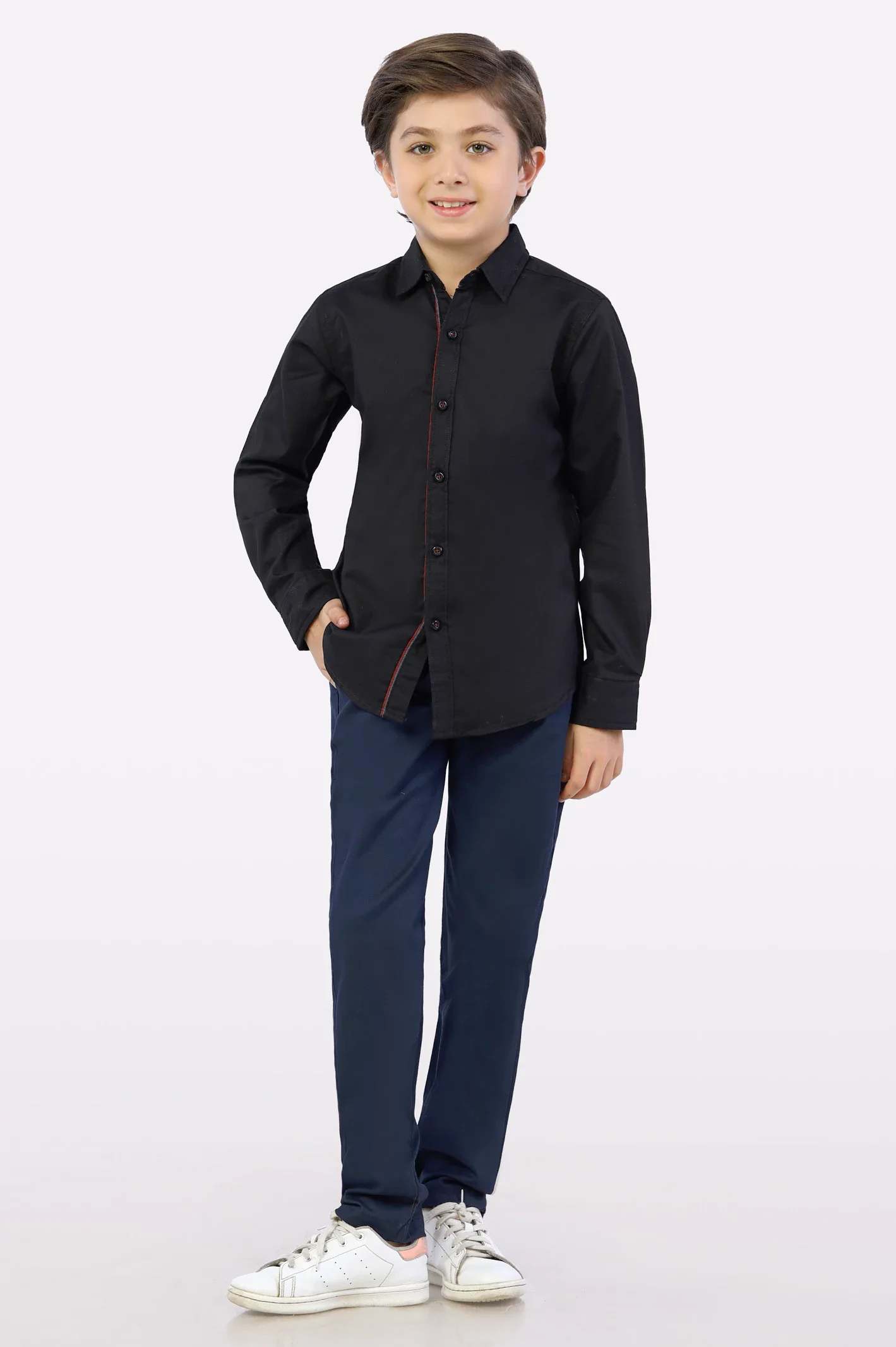 Black Plain Casual Shirt - Image 2