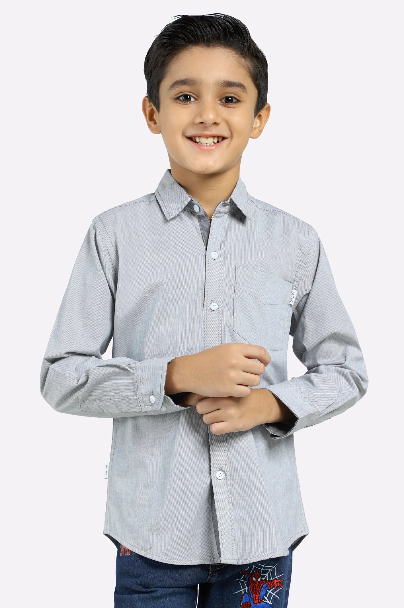 Dark Grey Textured Casual Shirt