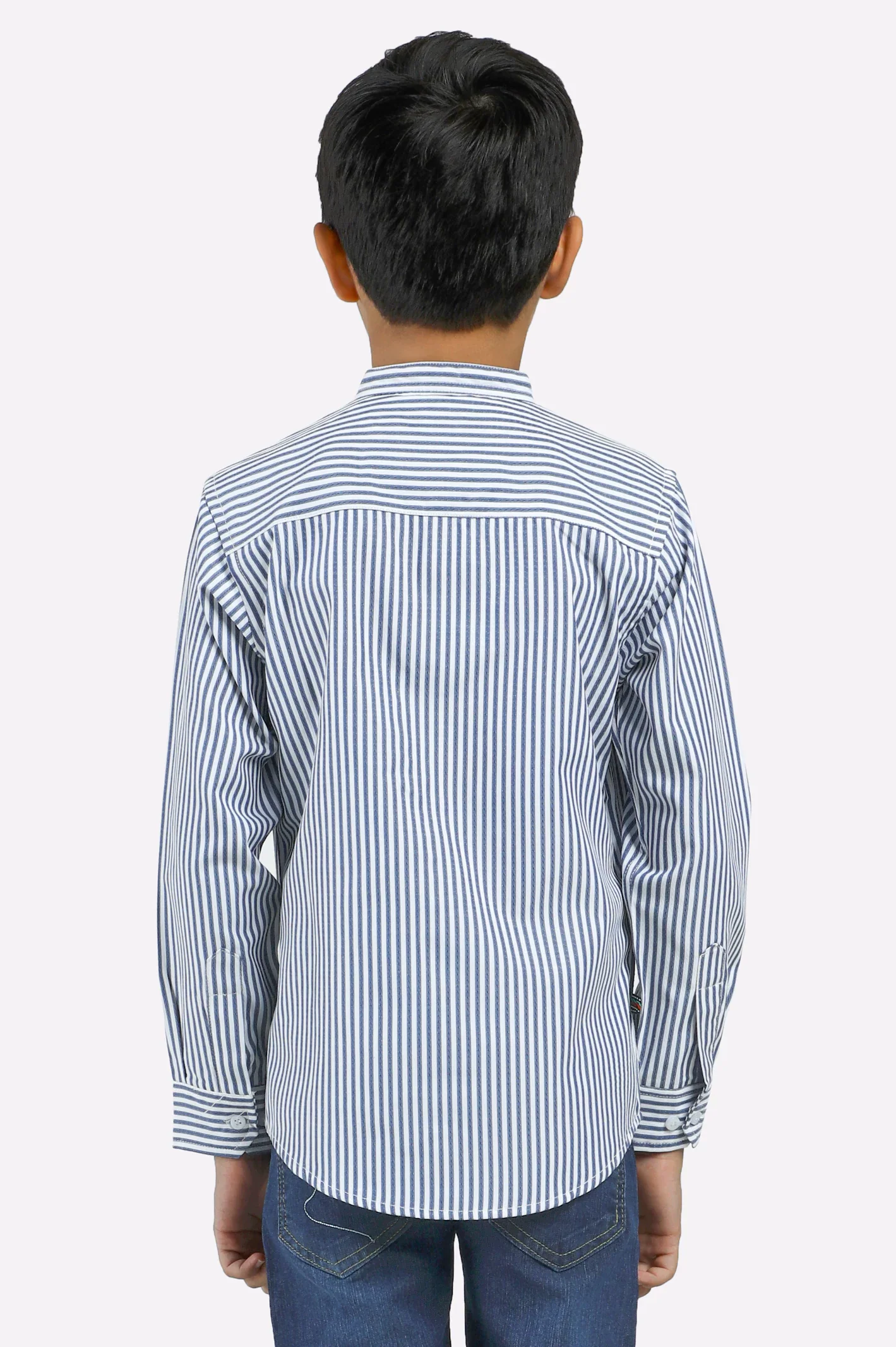 Blue Striped Casual Shirt - Image 3