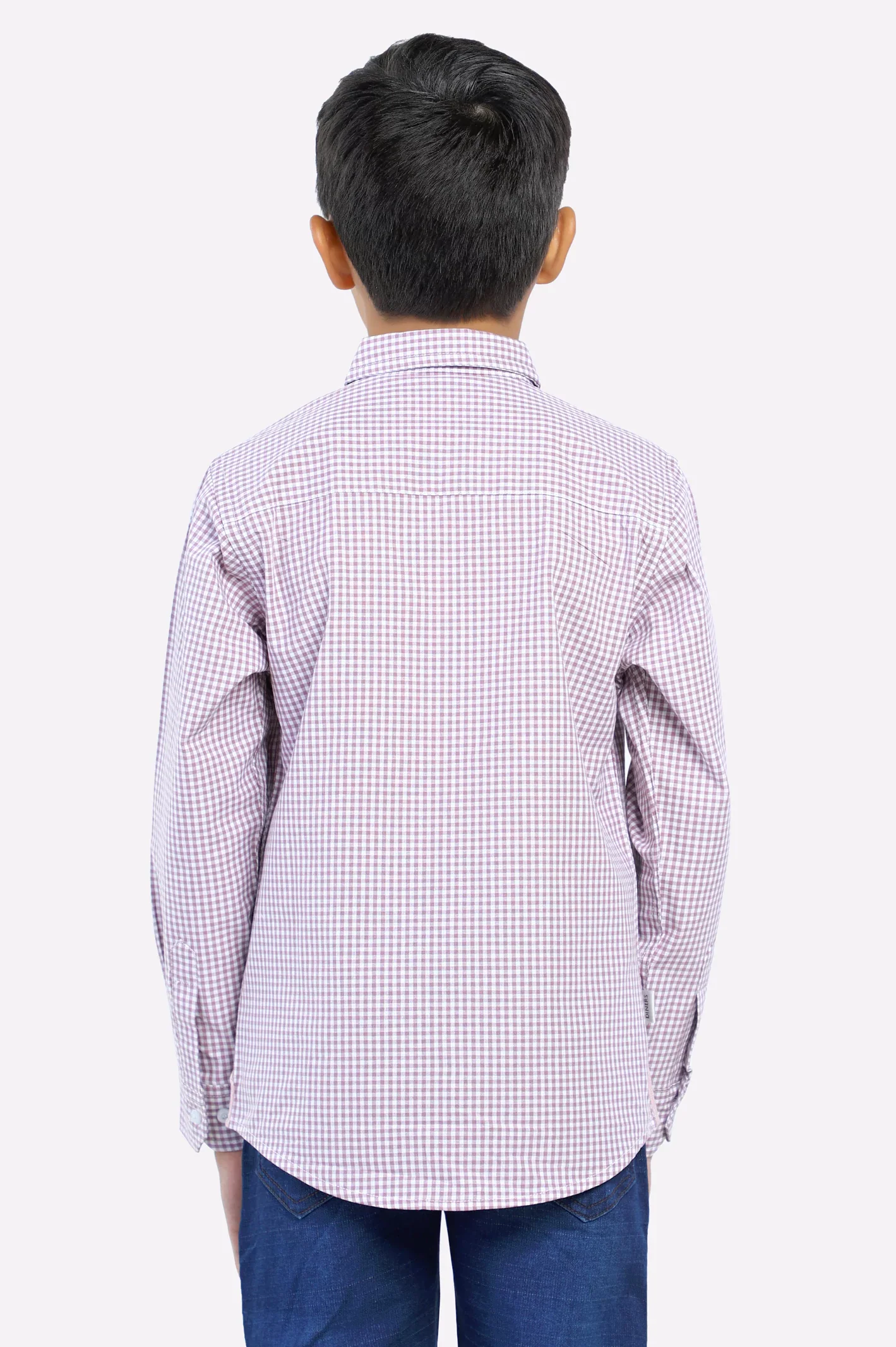 Magenta Gingham Check Casual Shirt - Image 3