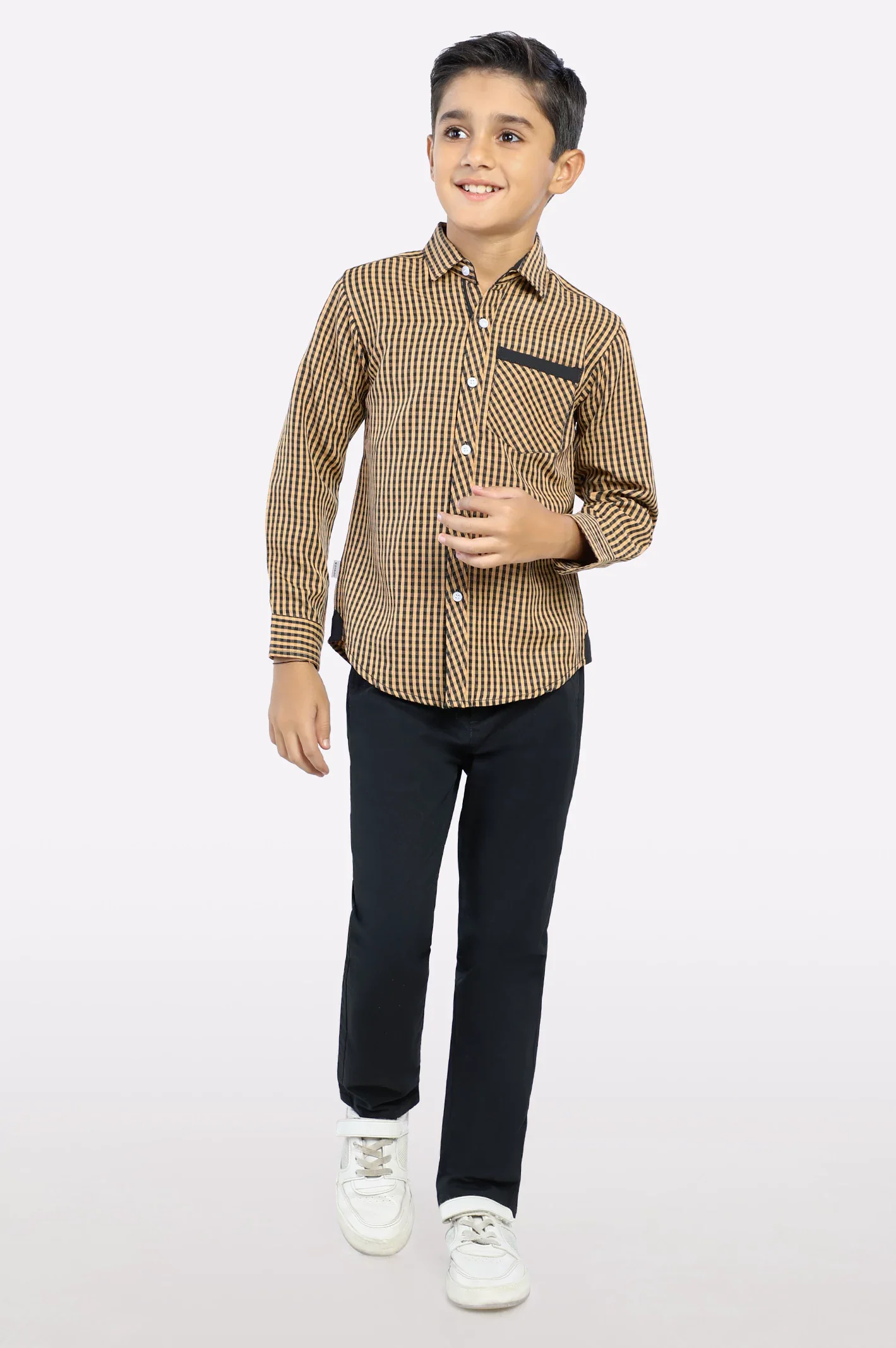 Mustard Gingham Check Casual Shirt - Image 2