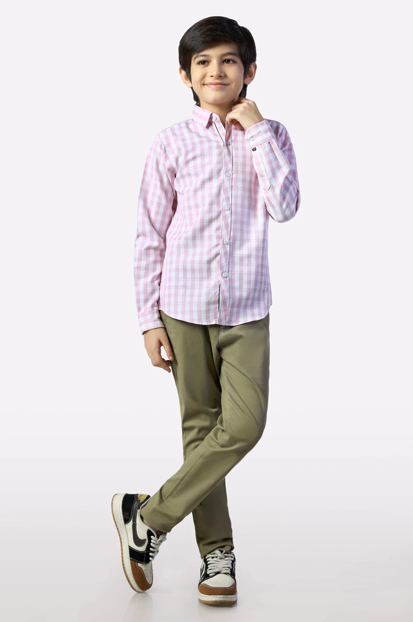 Pink Gingham Check Casual Shirt - Image 2