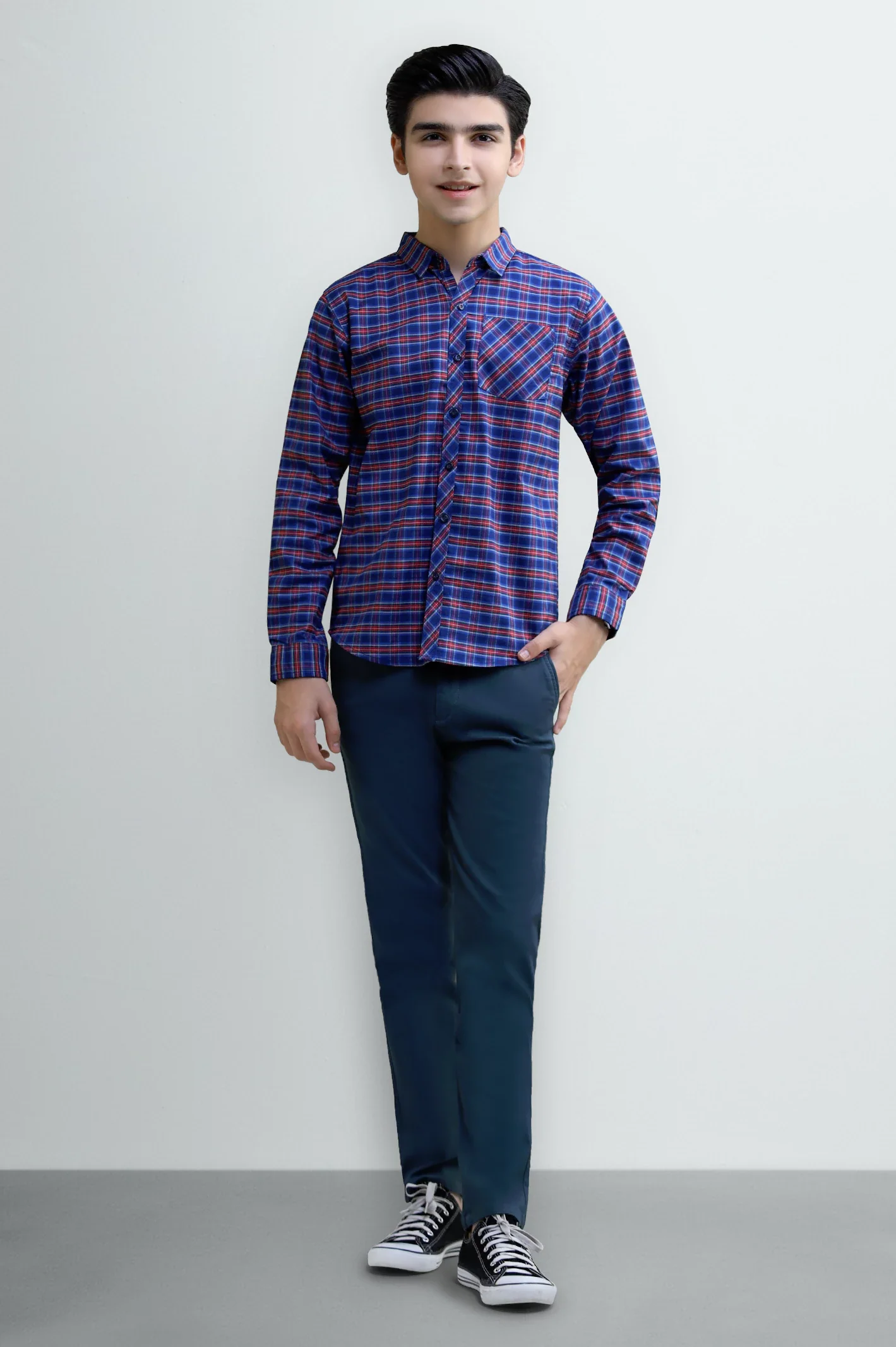 Glen Plaid Check Boys Casual Shirt - Image 2