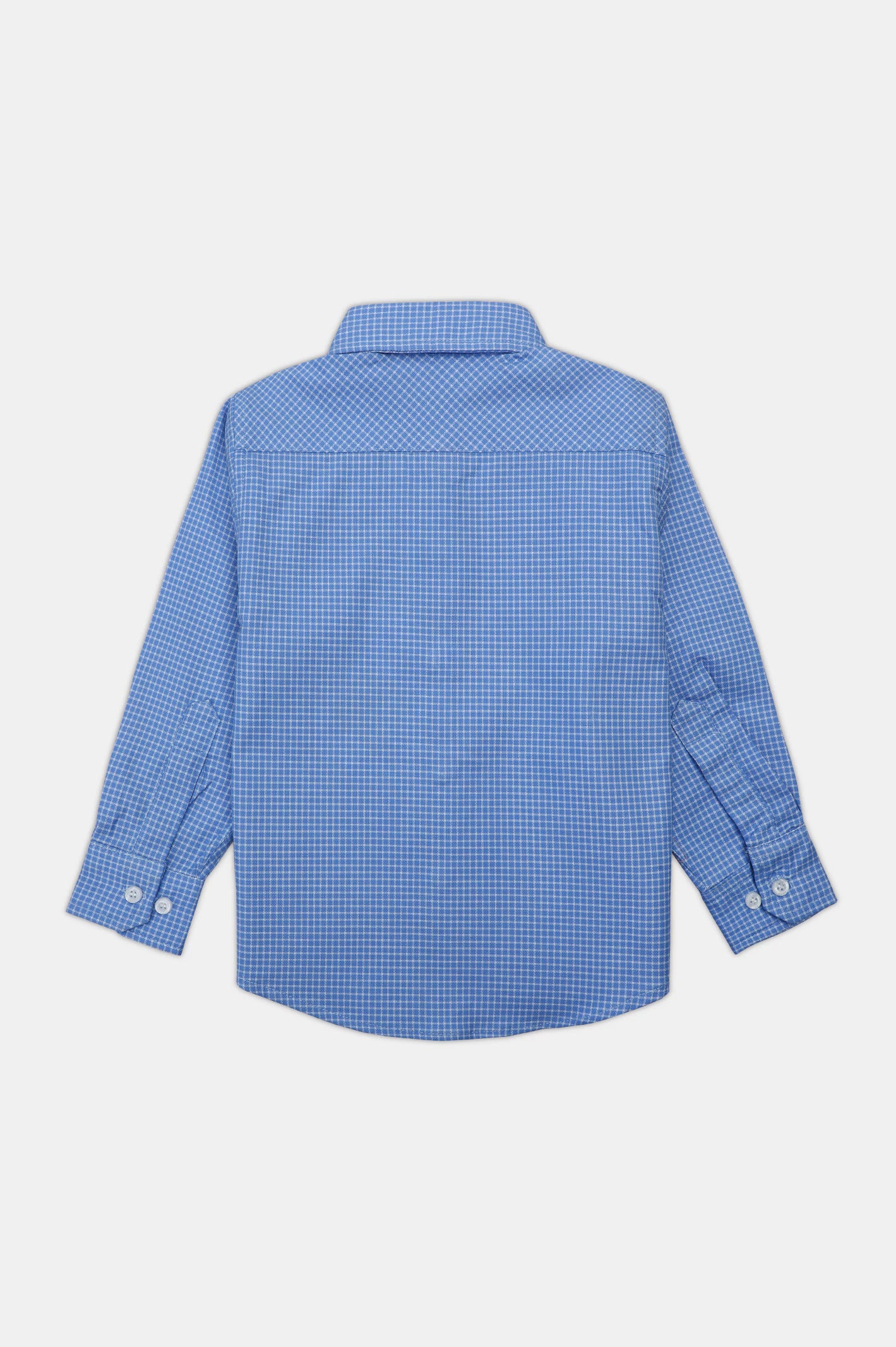 Blue Mini-Check Boys Casual Shirt - Image 3
