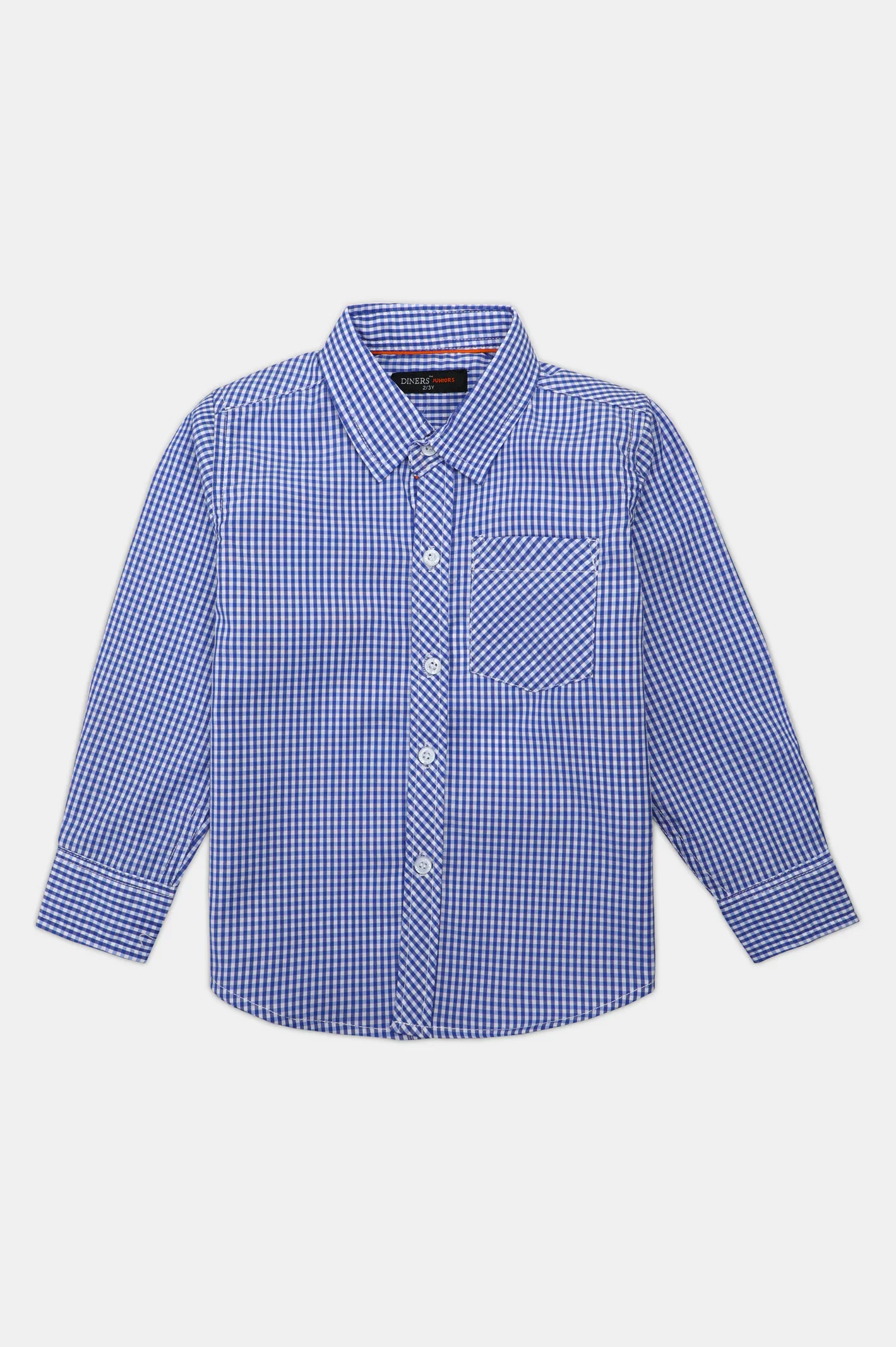 Royal Blue Mini-Check Casual Shirt