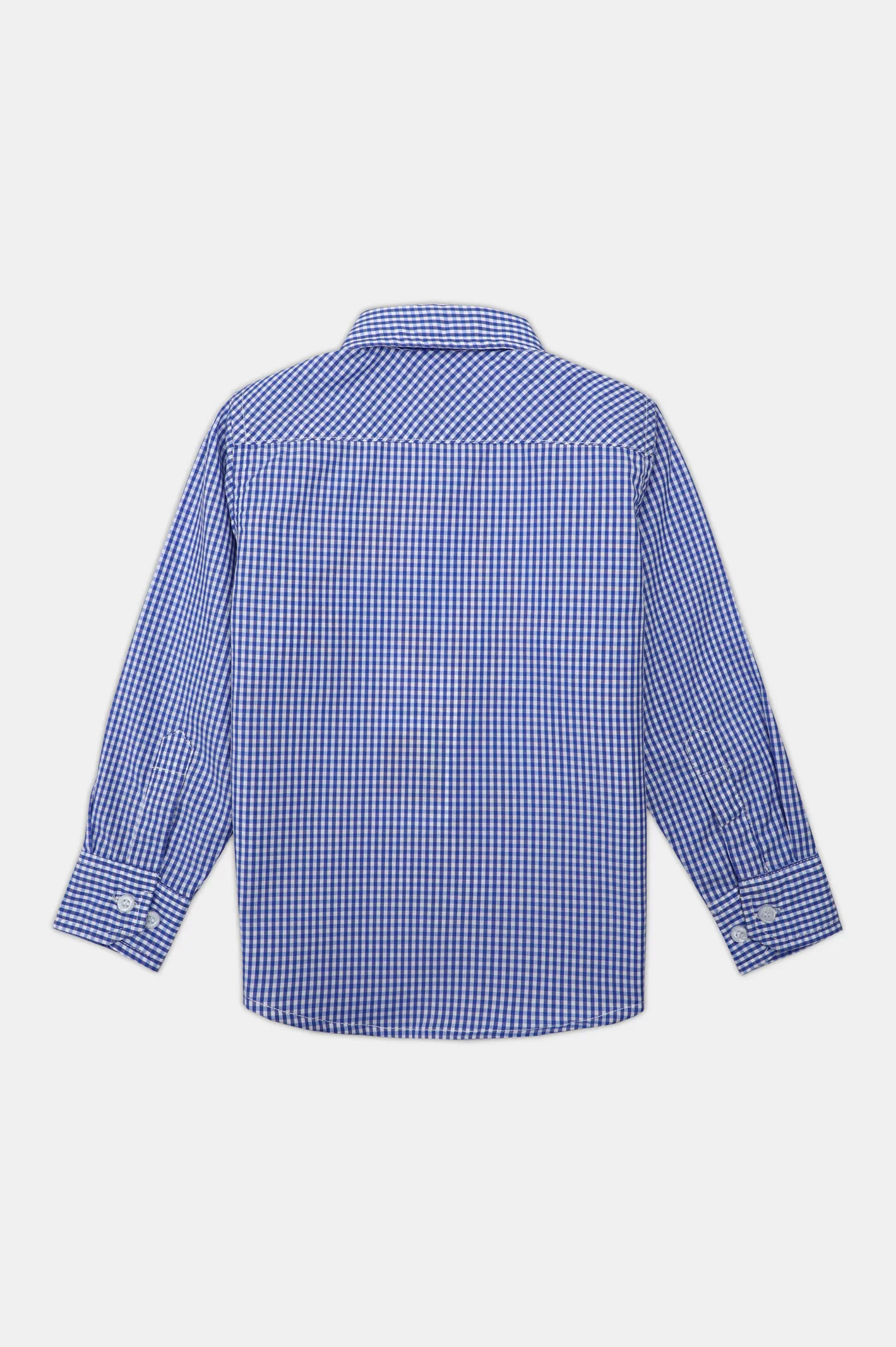 Royal Blue Mini-Check Casual Shirt - Image 3