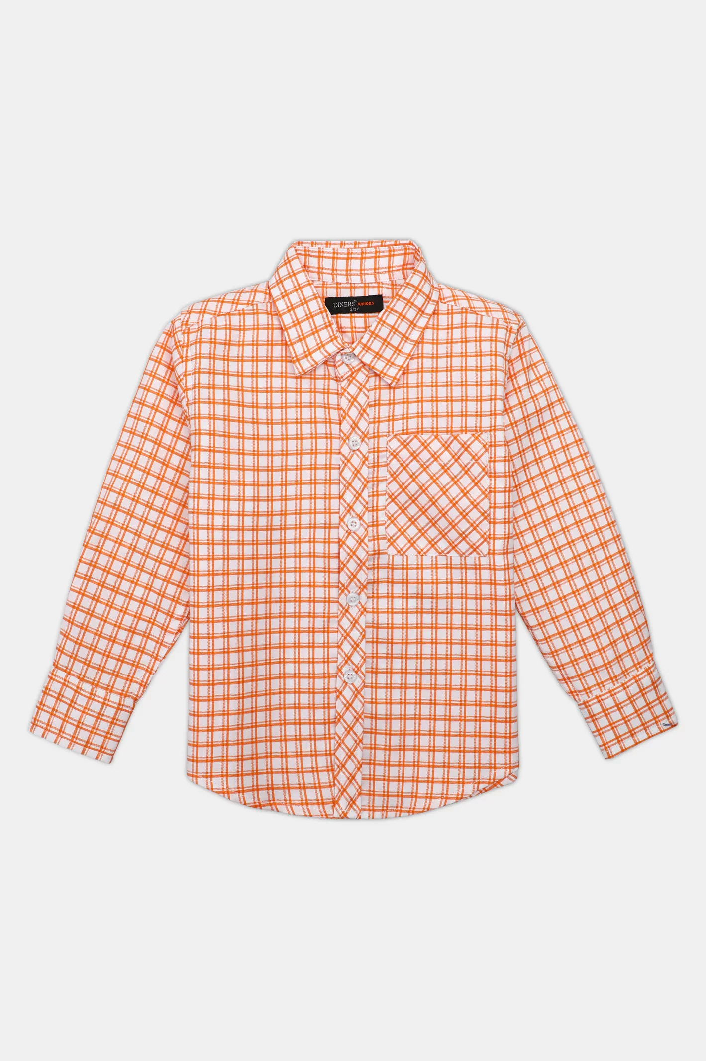 Orange Check Boys Casual Shirt