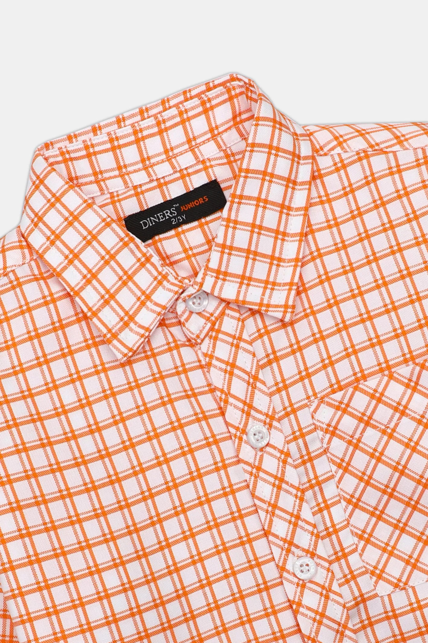 Orange Check Boys Casual Shirt - Image 2
