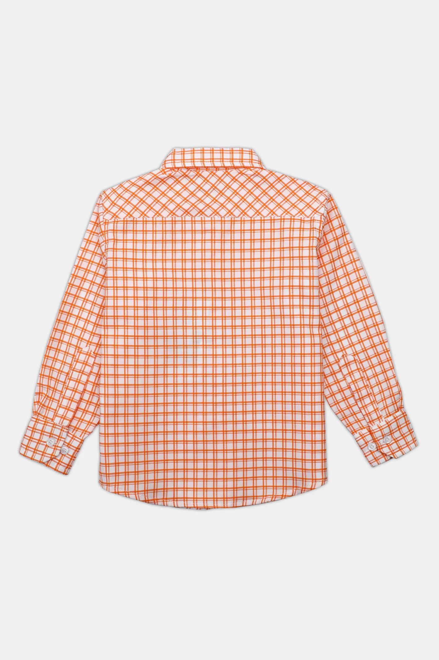 Orange Check Boys Casual Shirt - Image 3