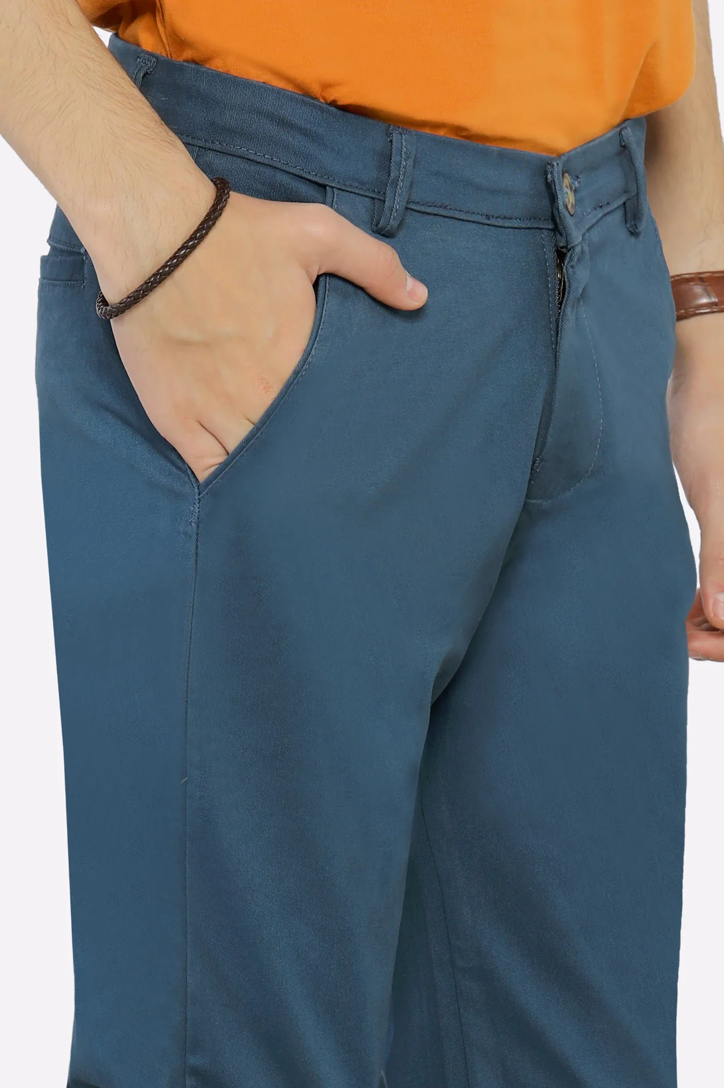 Turquoise Cotton Chinos For Boys - Image 2
